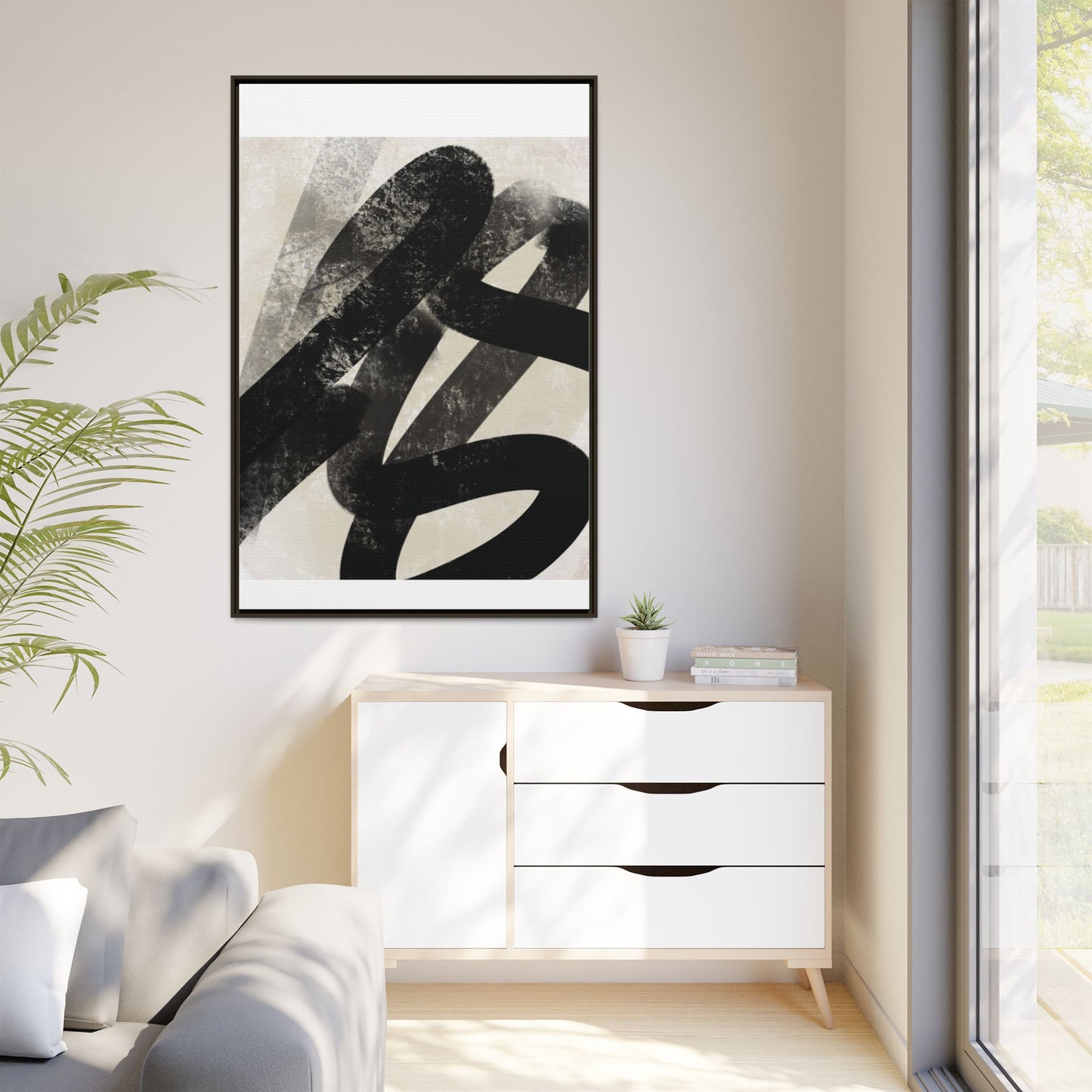Modern Abstract Framed Canvas Art - Multi-Color Decorative Wall Decor