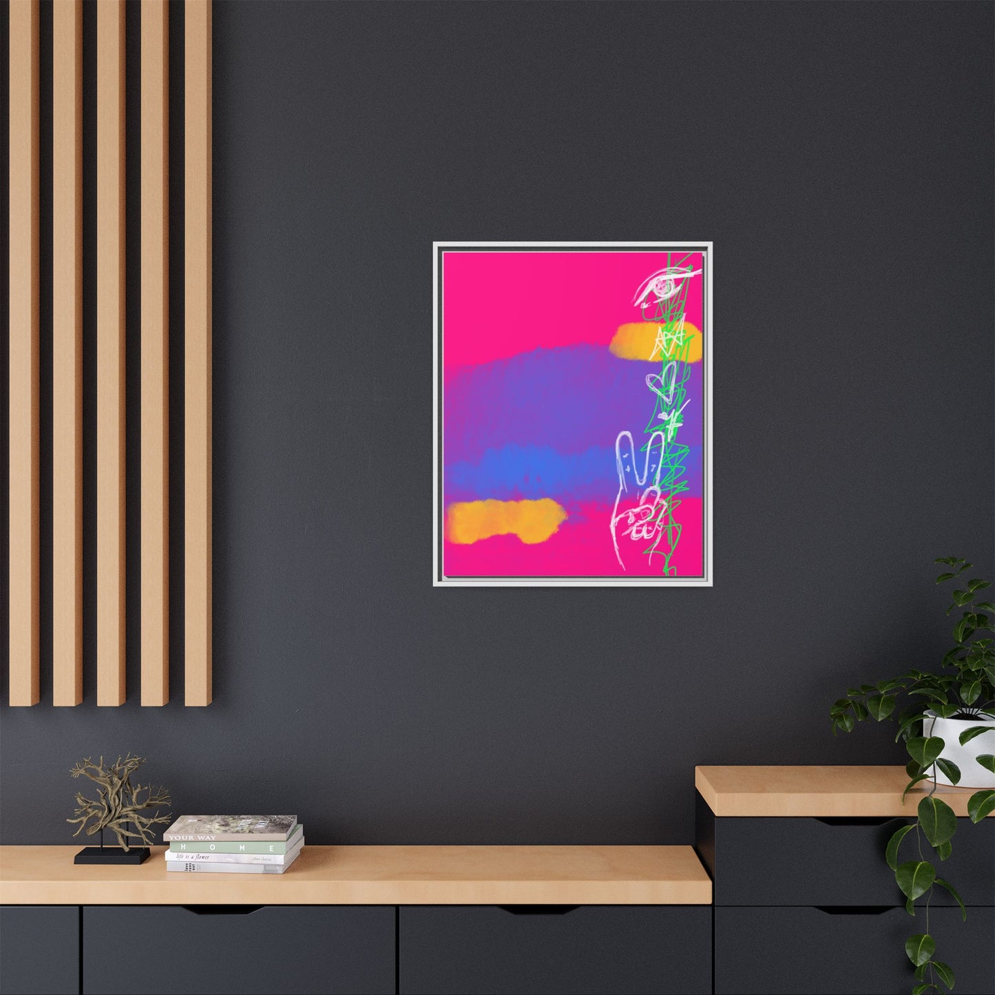 Colorful Peace Symbol Framed Canvas Art