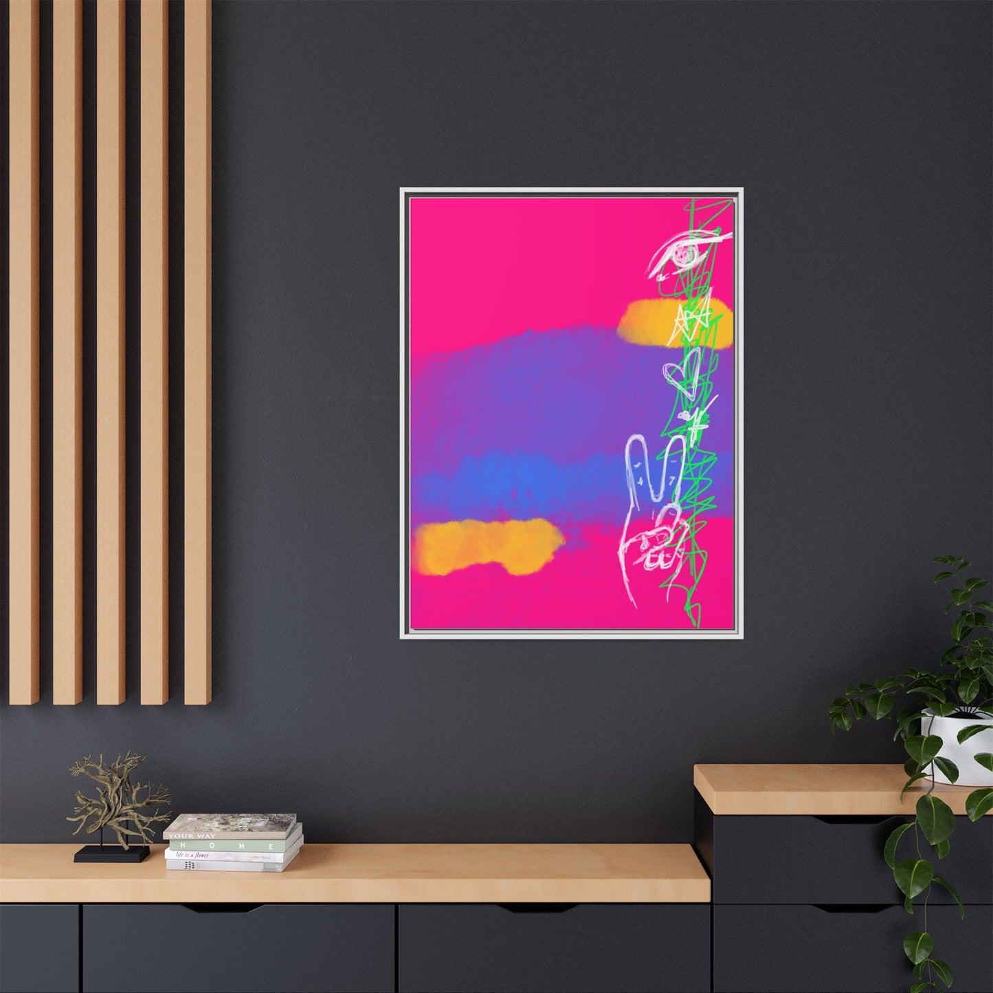 Colorful Peace Symbol Framed Canvas Art