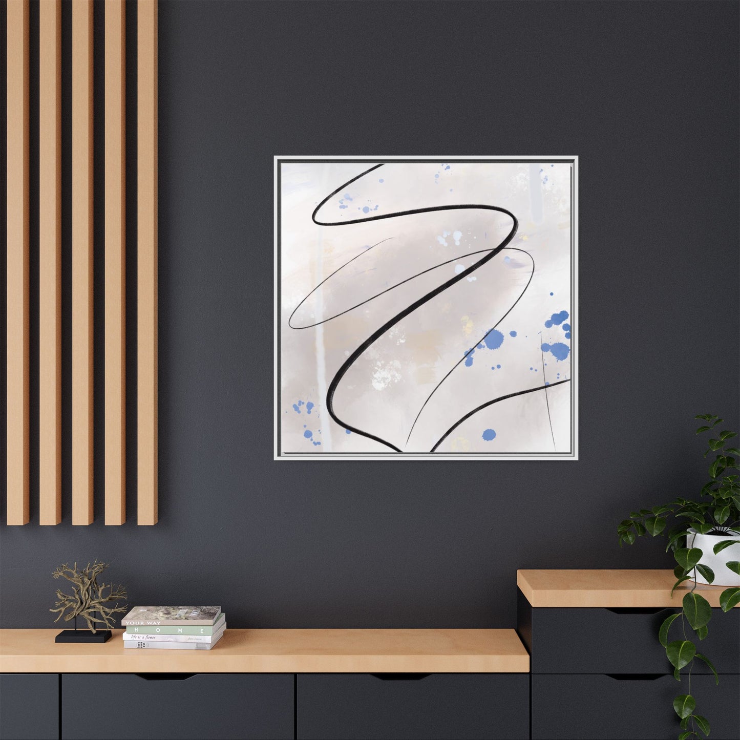 Framed Abstract Canvas Art - Modern Multi-Color Wall Decor