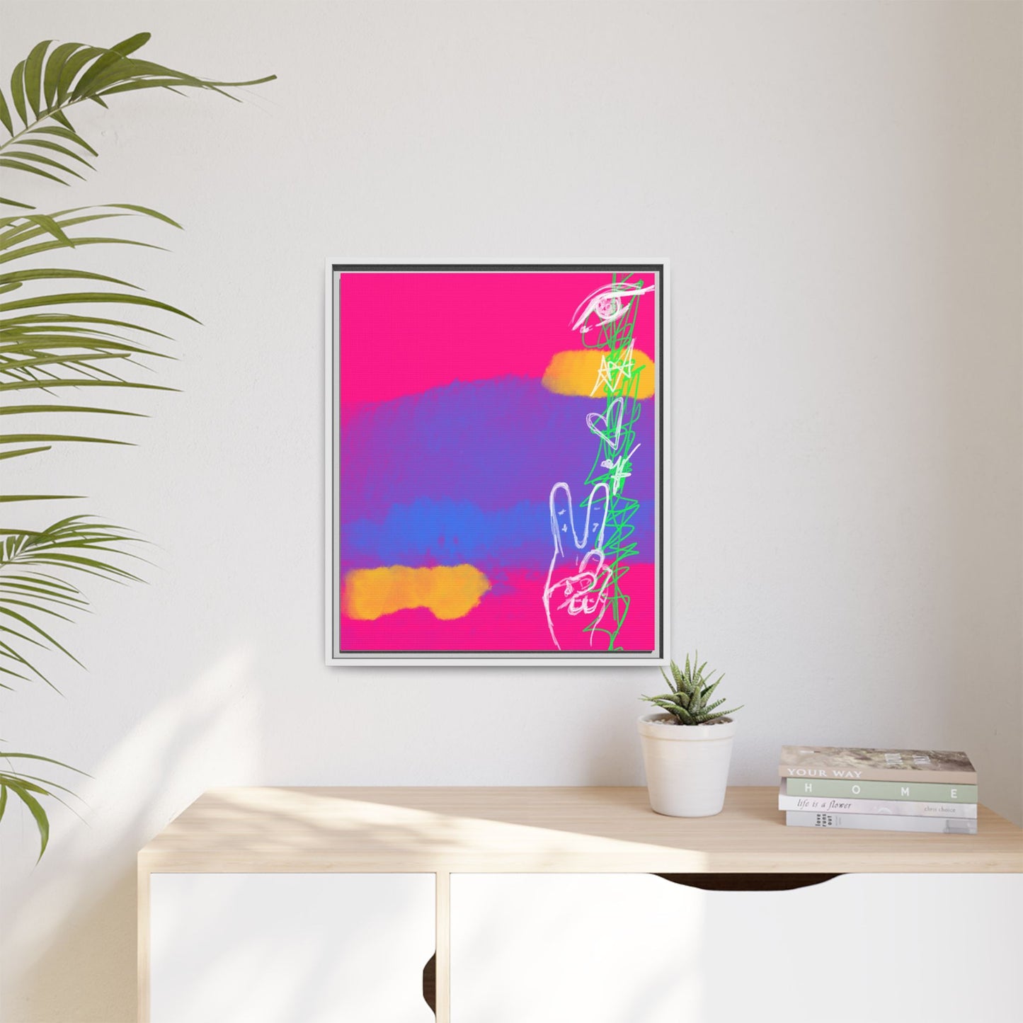 Colorful Peace Symbol Framed Canvas Art