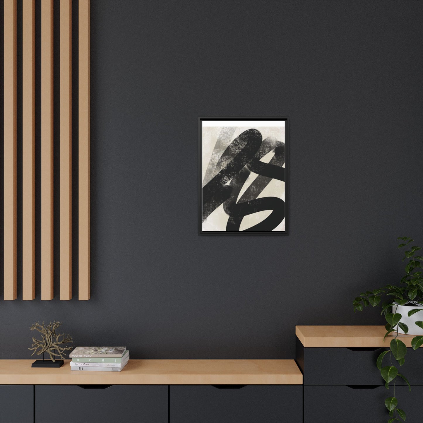 Modern Abstract Framed Canvas Art - Multi-Color Decorative Wall Decor