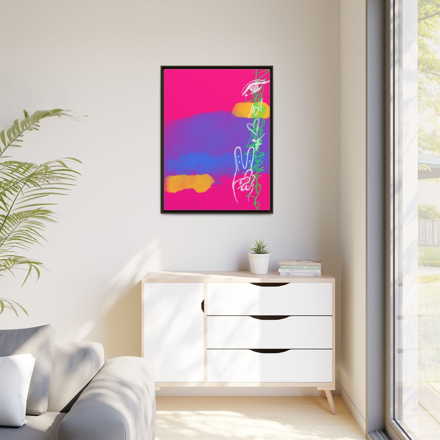 Colorful Peace Symbol Framed Canvas Art