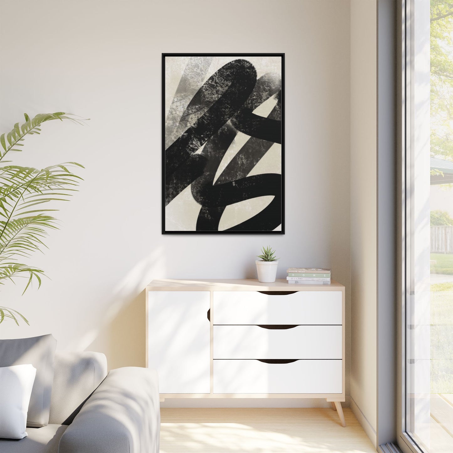 Modern Abstract Framed Canvas Art - Multi-Color Decorative Wall Decor