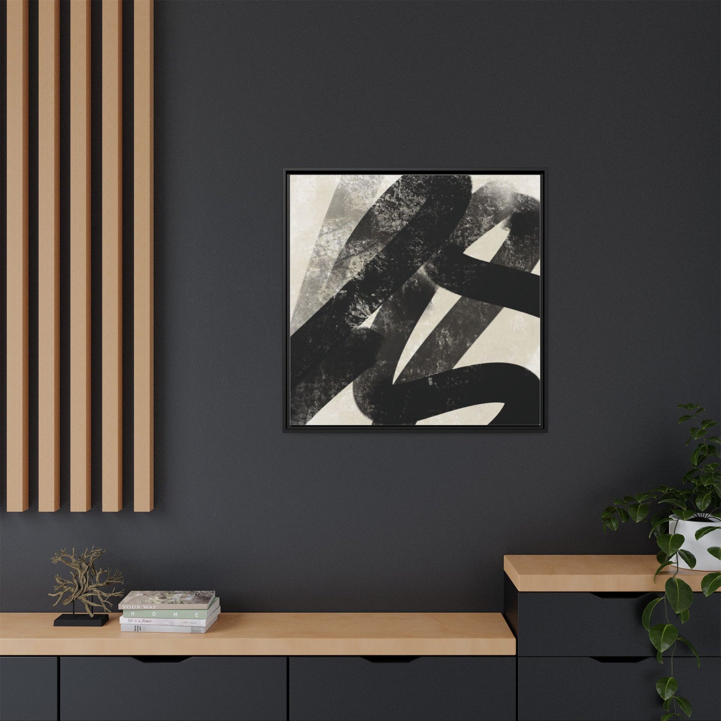 Modern Abstract Framed Canvas Art - Multi-Color Decorative Wall Decor