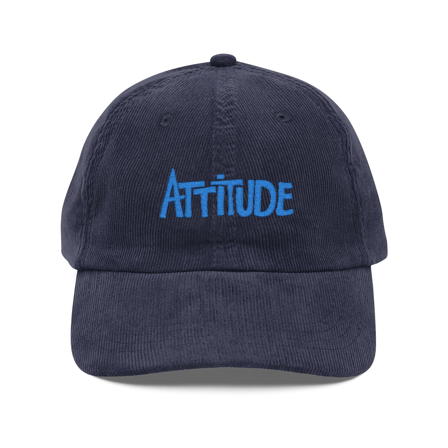 Vintage Corduroy Cap with 'Attitude' Embroidery