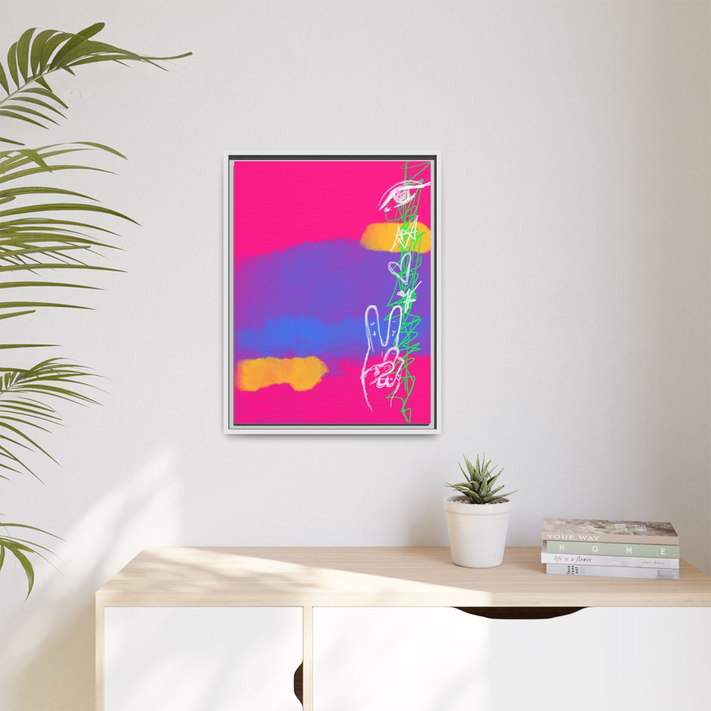Colorful Peace Symbol Framed Canvas Art
