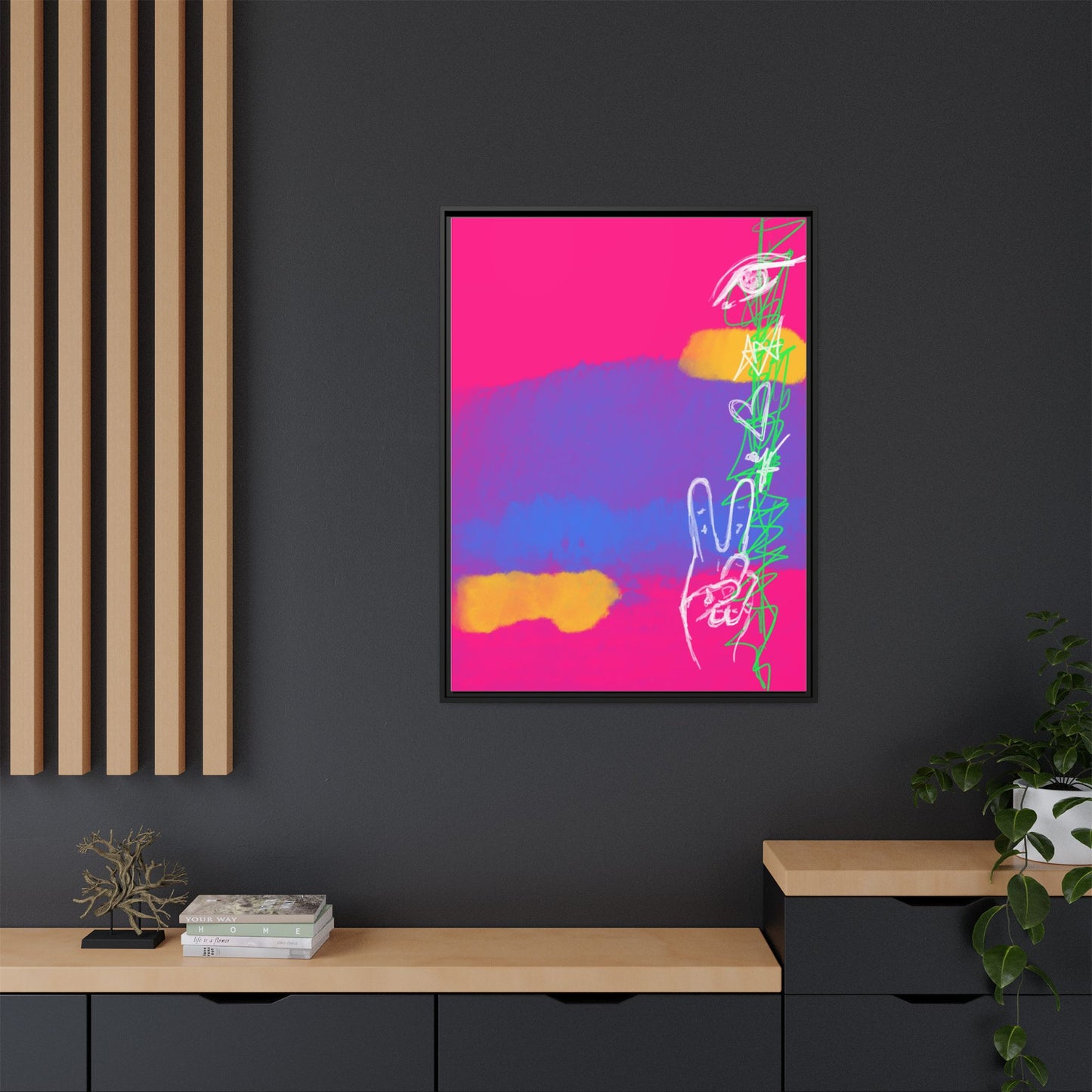 Colorful Peace Symbol Framed Canvas Art