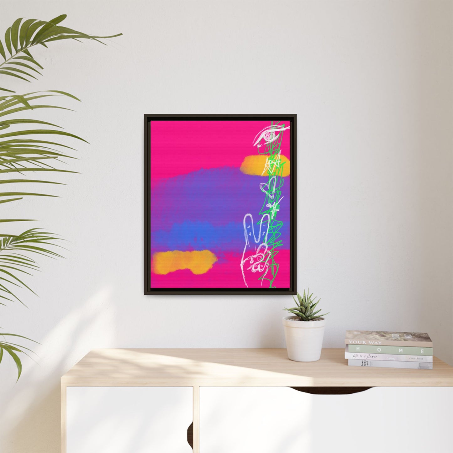 Colorful Peace Symbol Framed Canvas Art