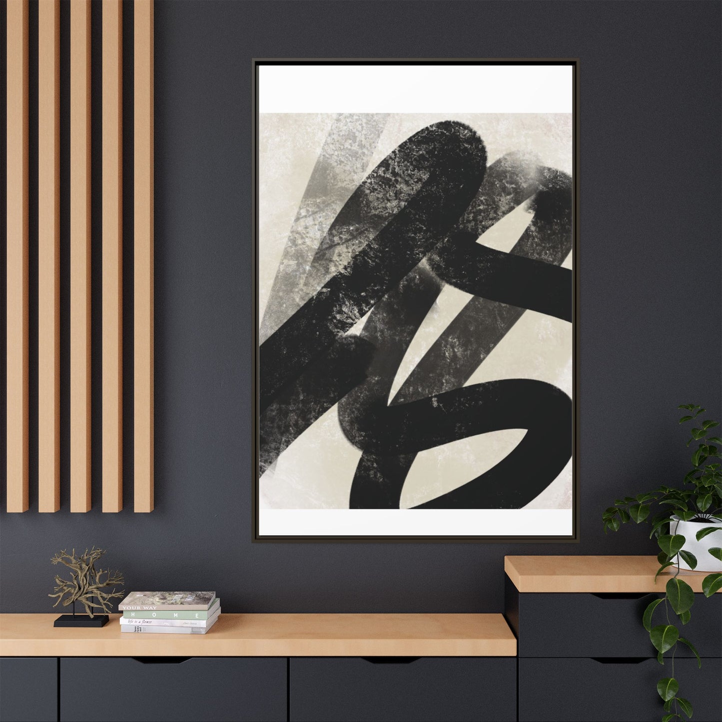 Modern Abstract Framed Canvas Art - Multi-Color Decorative Wall Decor