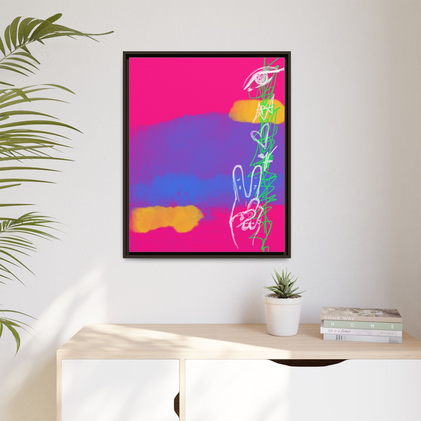 Colorful Peace Symbol Framed Canvas Art