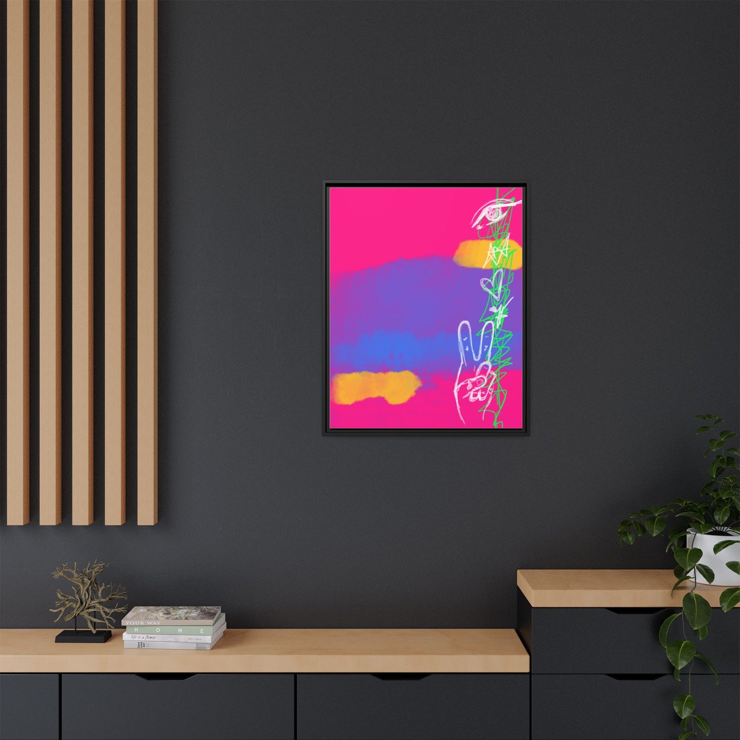 Colorful Peace Symbol Framed Canvas Art