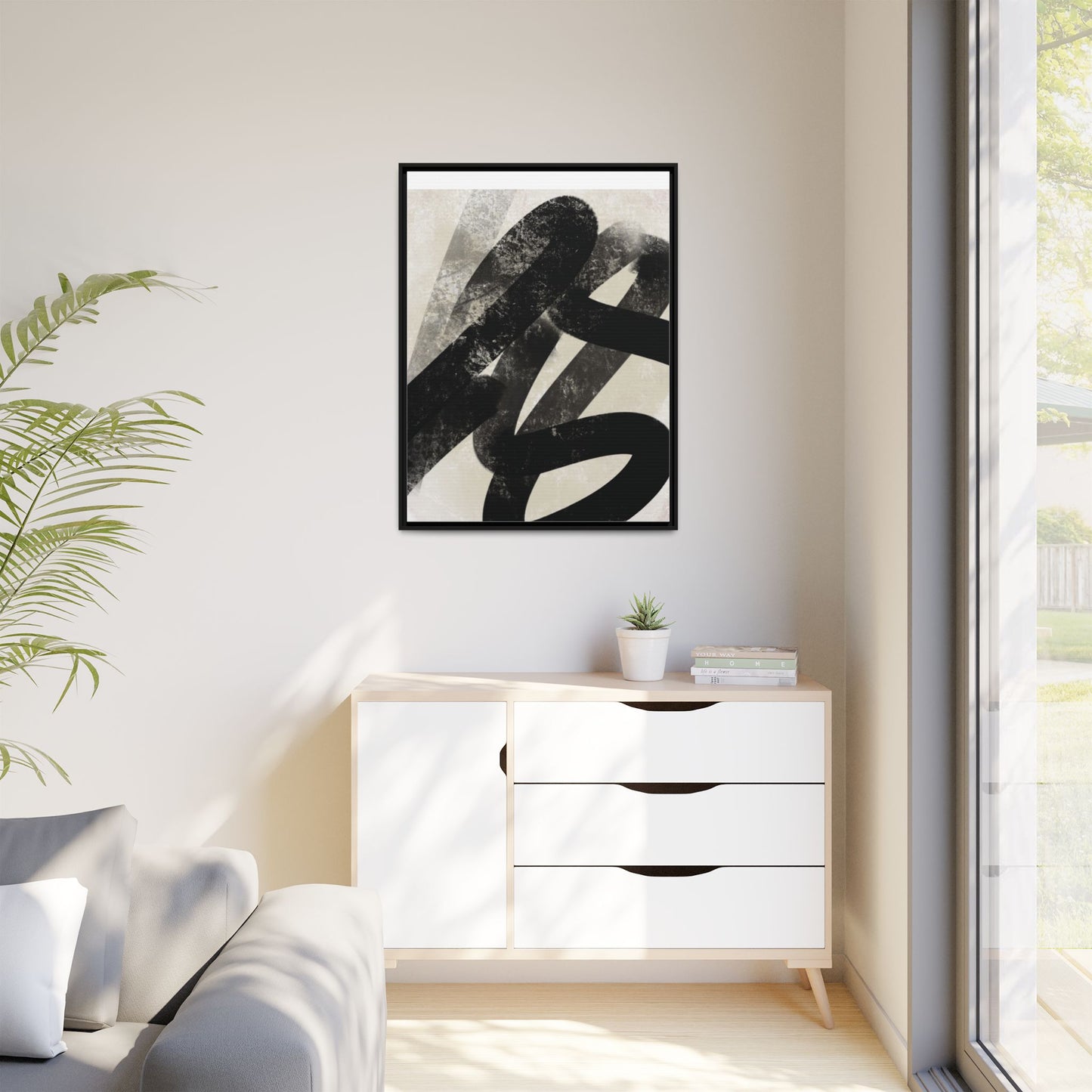 Modern Abstract Framed Canvas Art - Multi-Color Decorative Wall Decor
