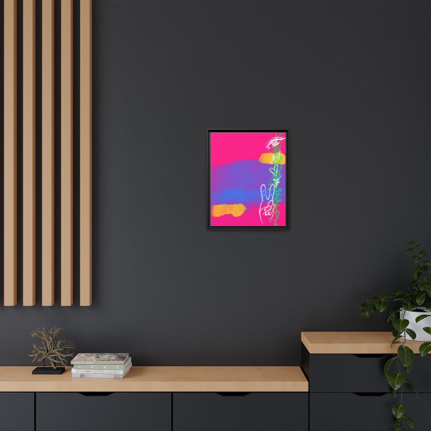 Colorful Peace Symbol Framed Canvas Art