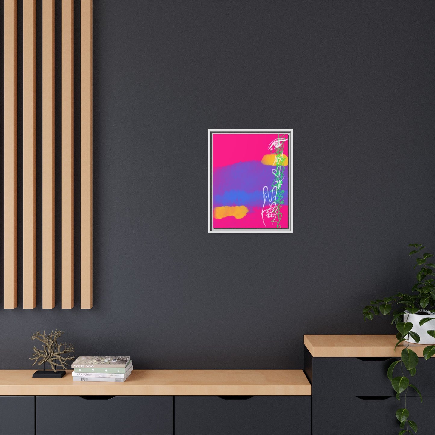 Colorful Peace Symbol Framed Canvas Art