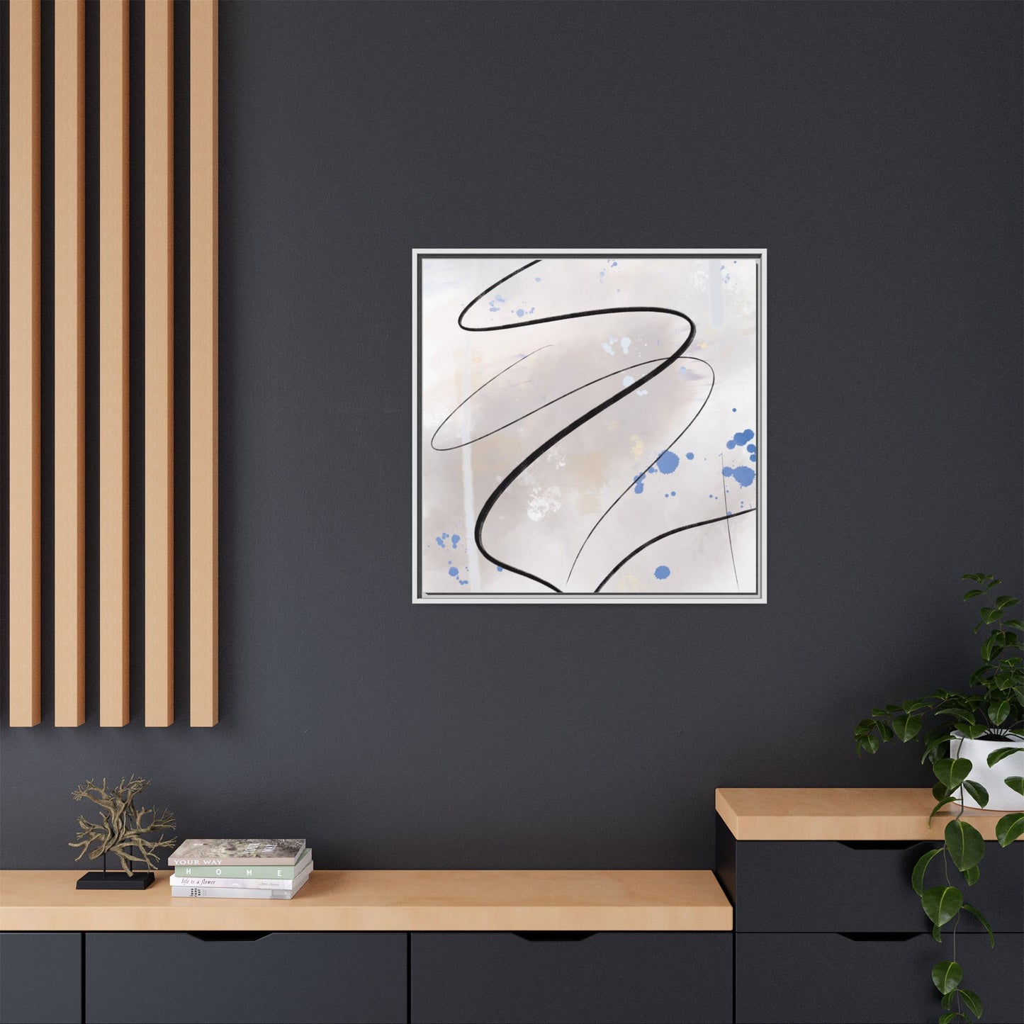 Framed Abstract Canvas Art - Modern Multi-Color Wall Decor