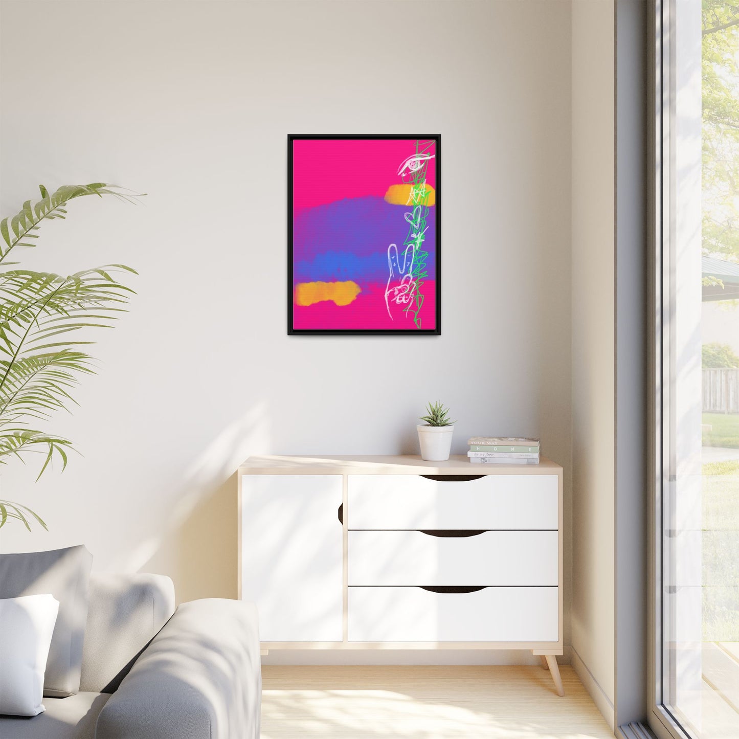 Colorful Peace Symbol Framed Canvas Art
