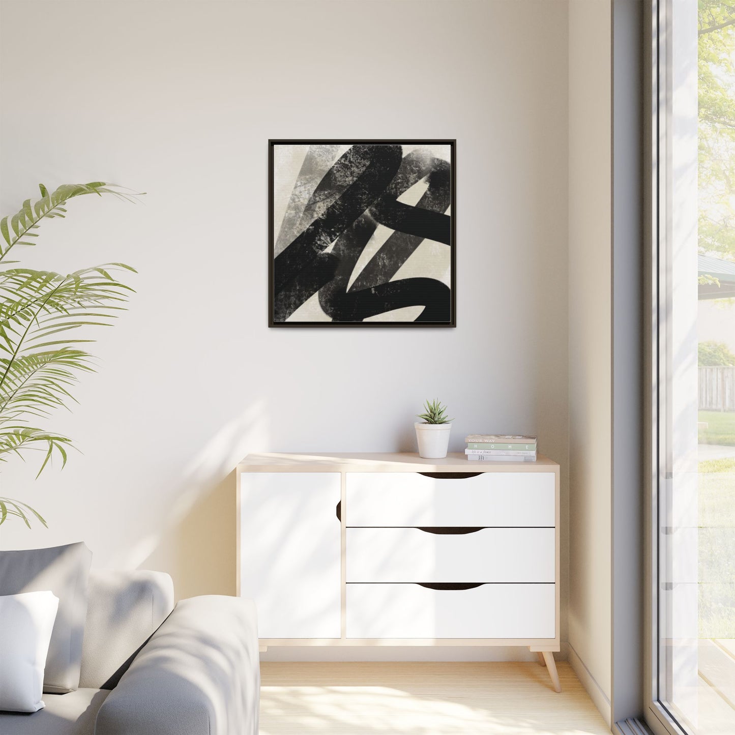 Modern Abstract Framed Canvas Art - Multi-Color Decorative Wall Decor