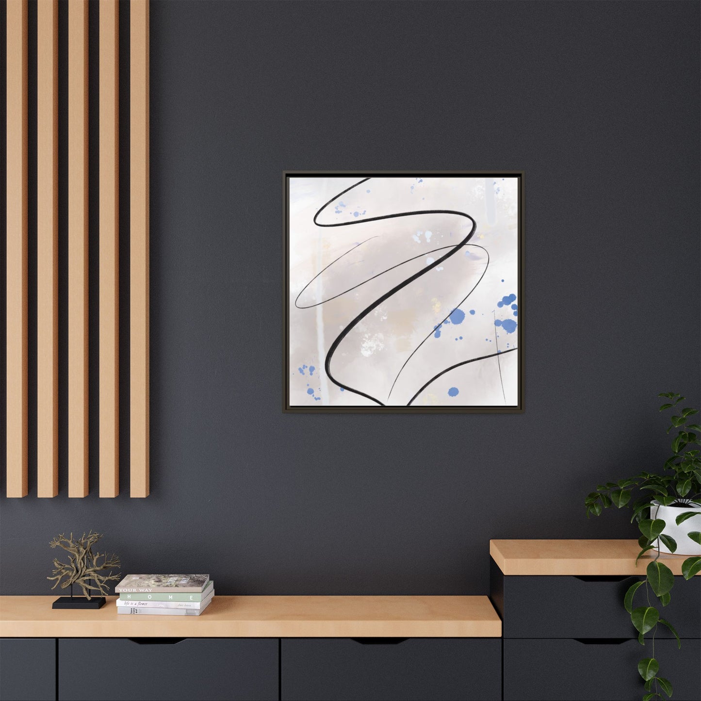 Framed Abstract Canvas Art - Modern Multi-Color Wall Decor