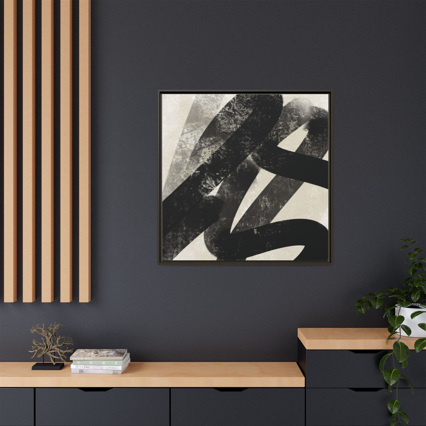 Modern Abstract Framed Canvas Art - Multi-Color Decorative Wall Decor