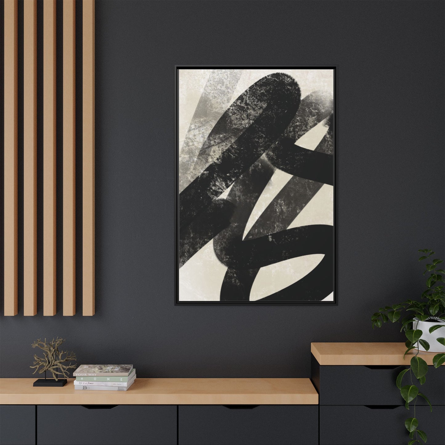 Modern Abstract Framed Canvas Art - Multi-Color Decorative Wall Decor