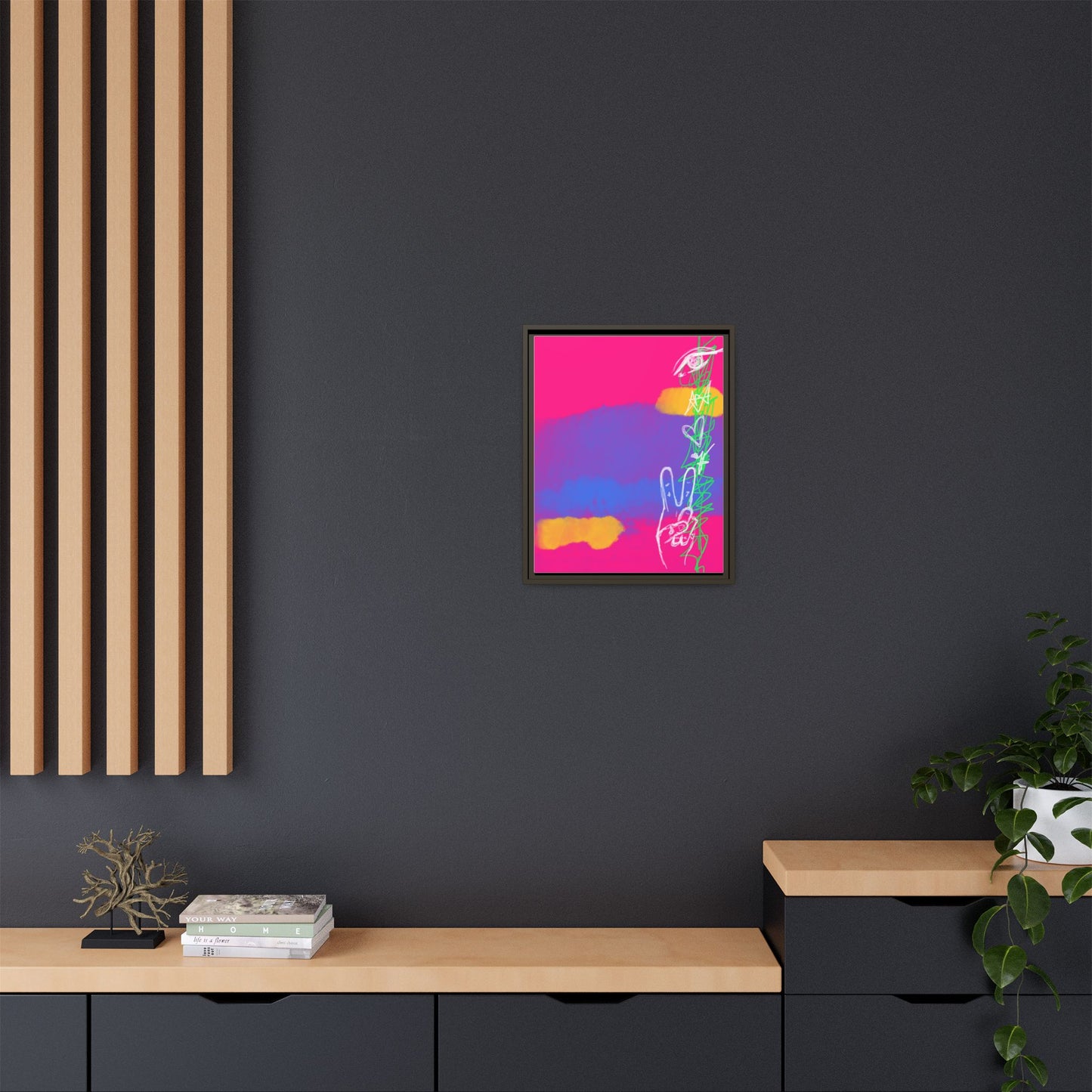 Colorful Peace Symbol Framed Canvas Art