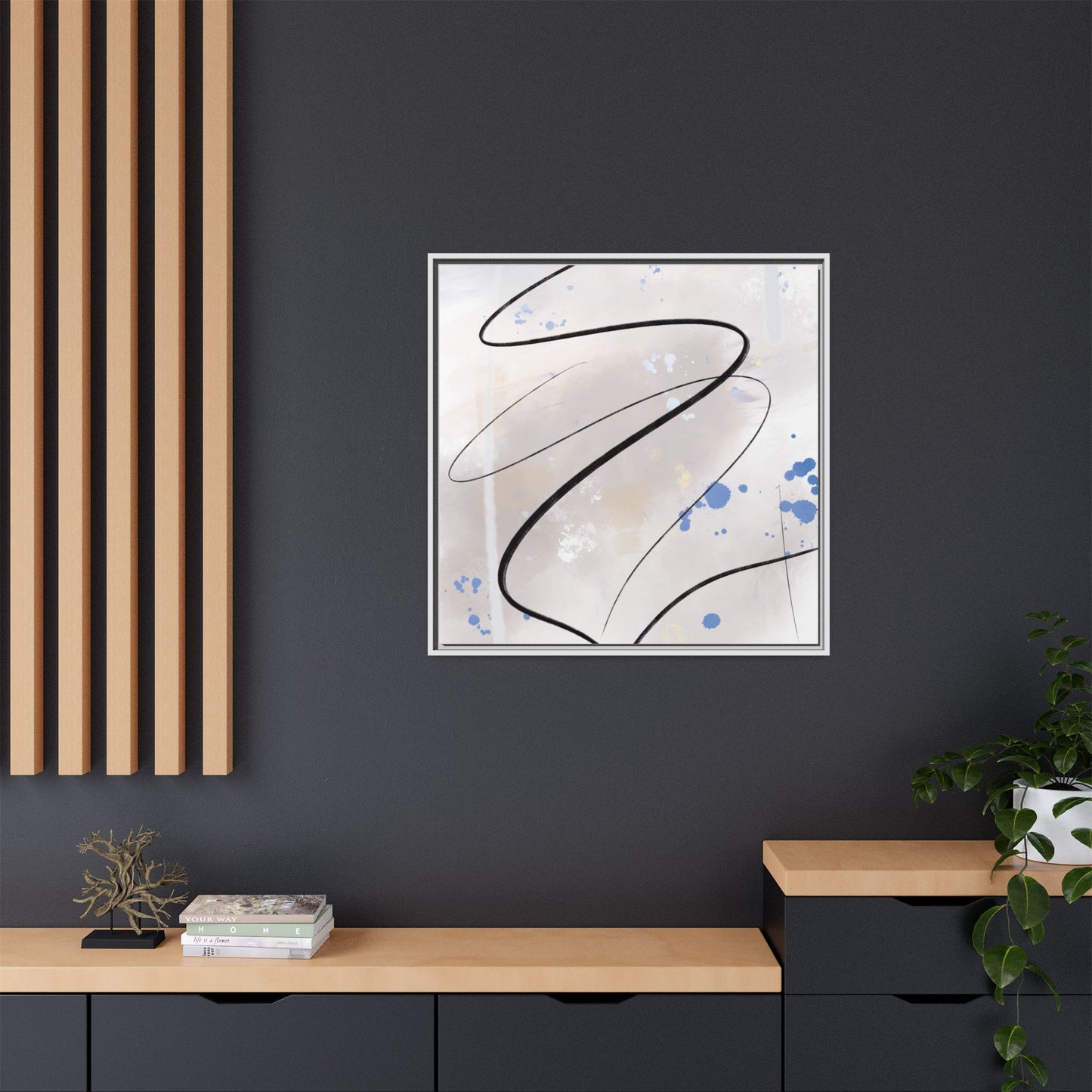Framed Abstract Canvas Art - Modern Multi-Color Wall Decor
