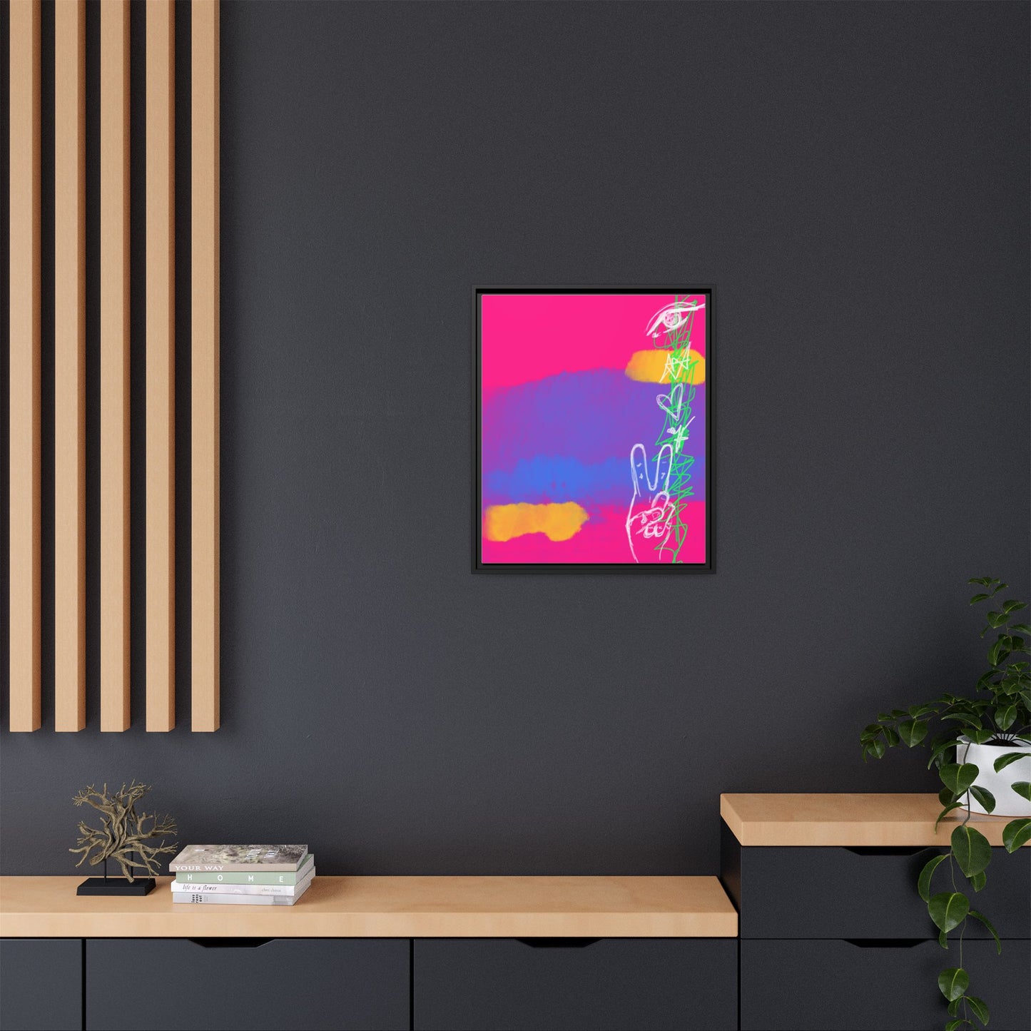 Colorful Peace Symbol Framed Canvas Art