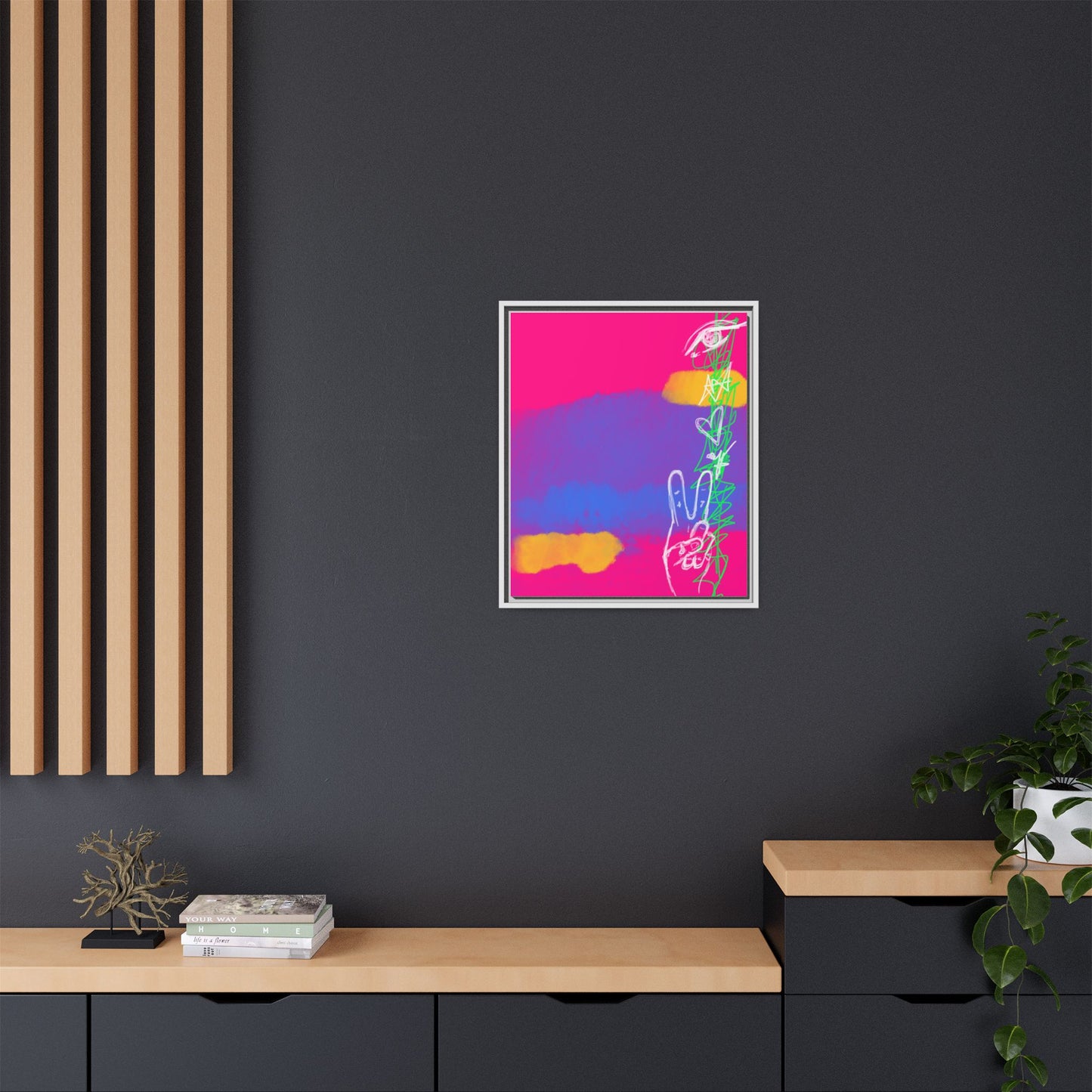 Colorful Peace Symbol Framed Canvas Art
