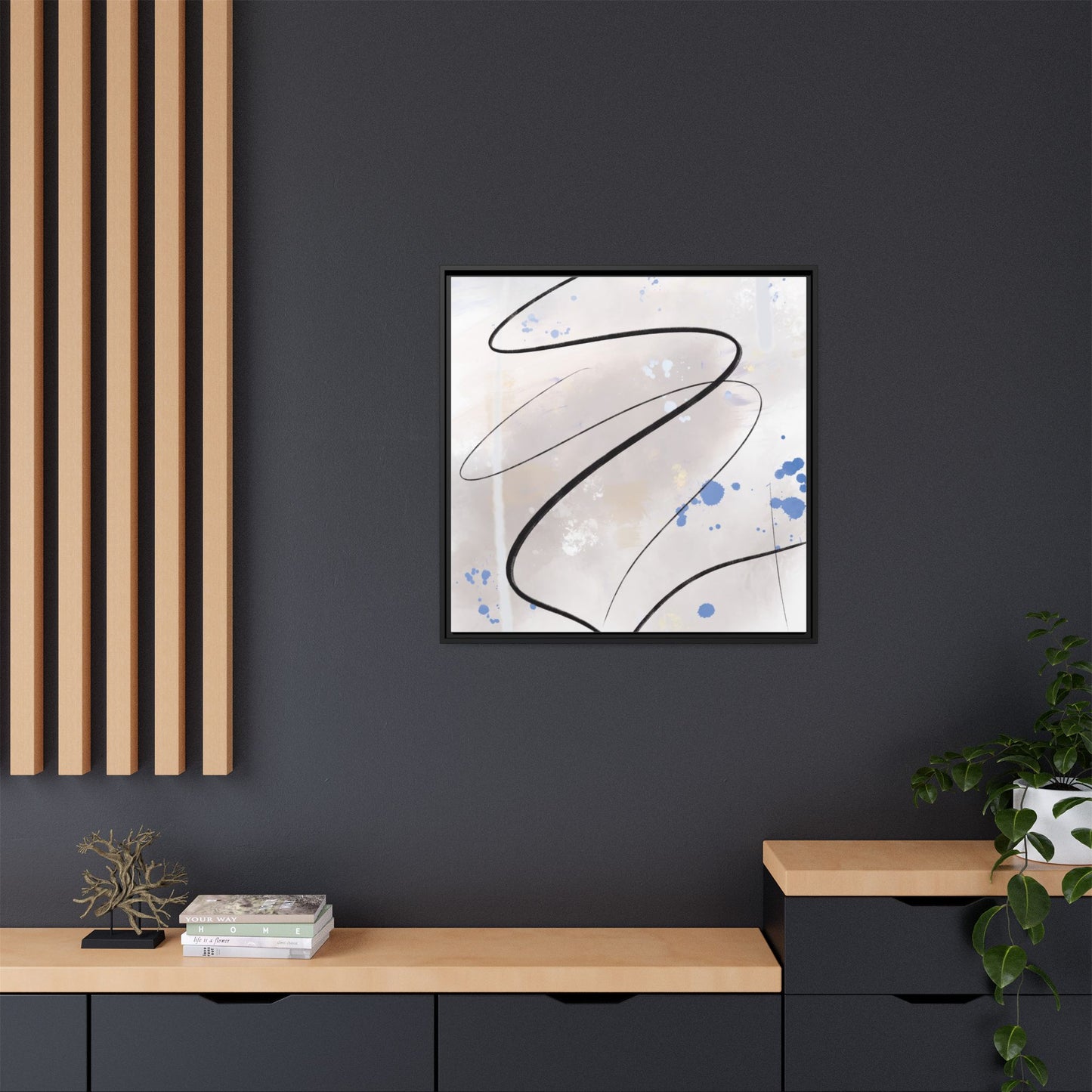 Framed Abstract Canvas Art - Modern Multi-Color Wall Decor