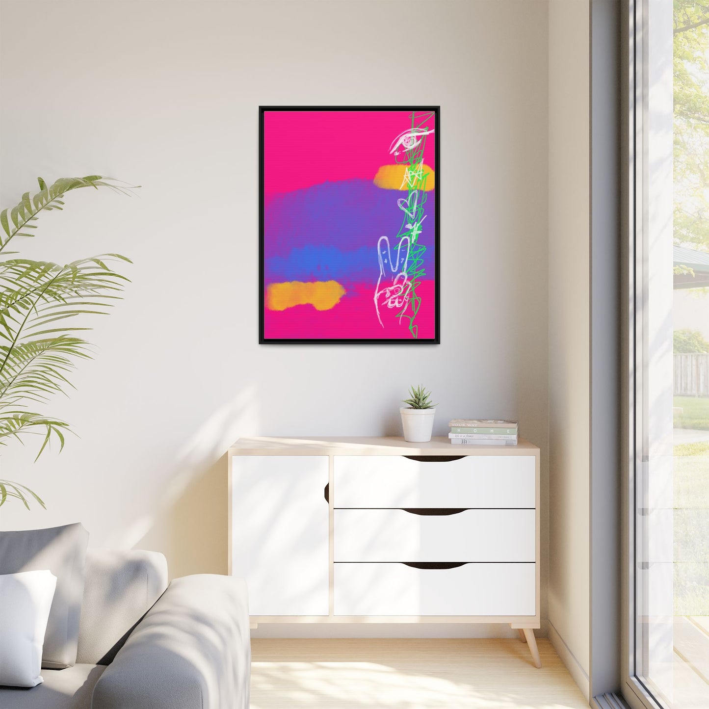 Colorful Peace Symbol Framed Canvas Art