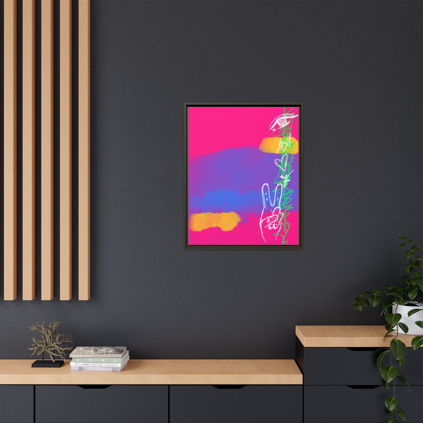 Colorful Peace Symbol Framed Canvas Art