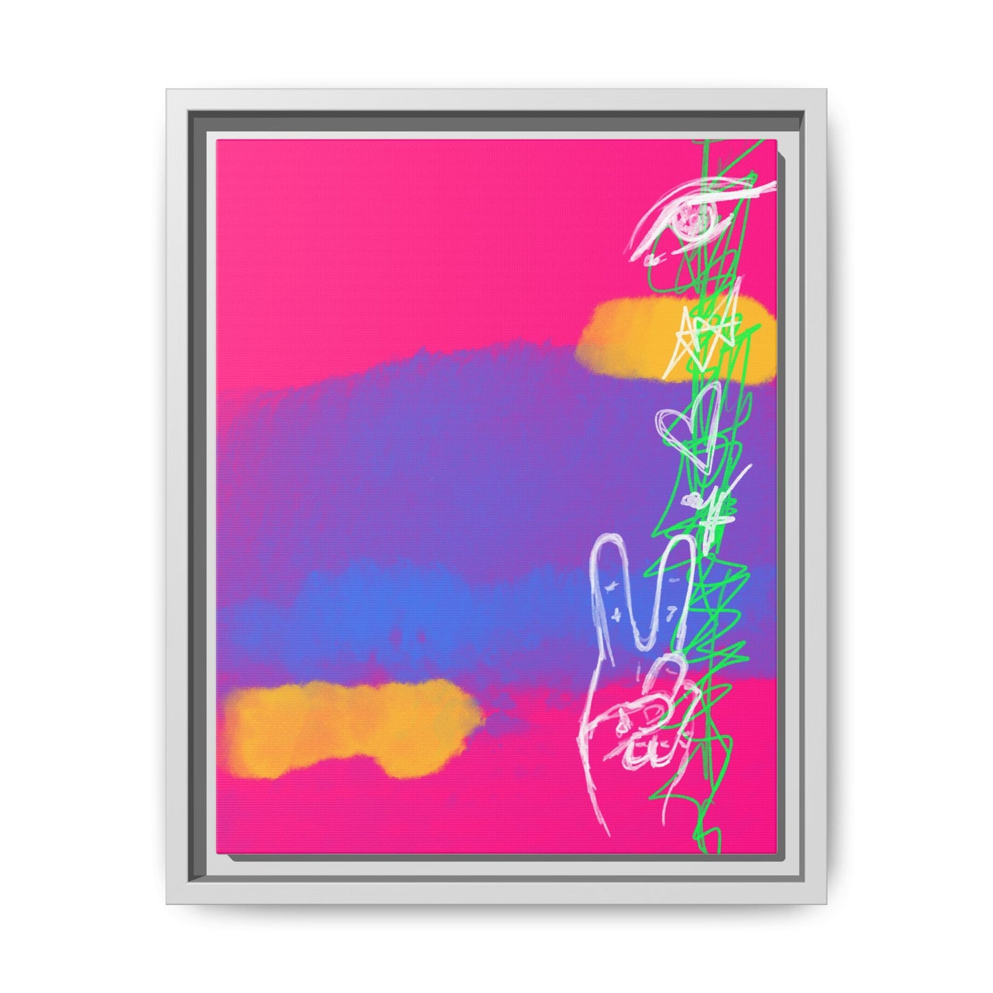 Colorful Peace Symbol Framed Canvas Art