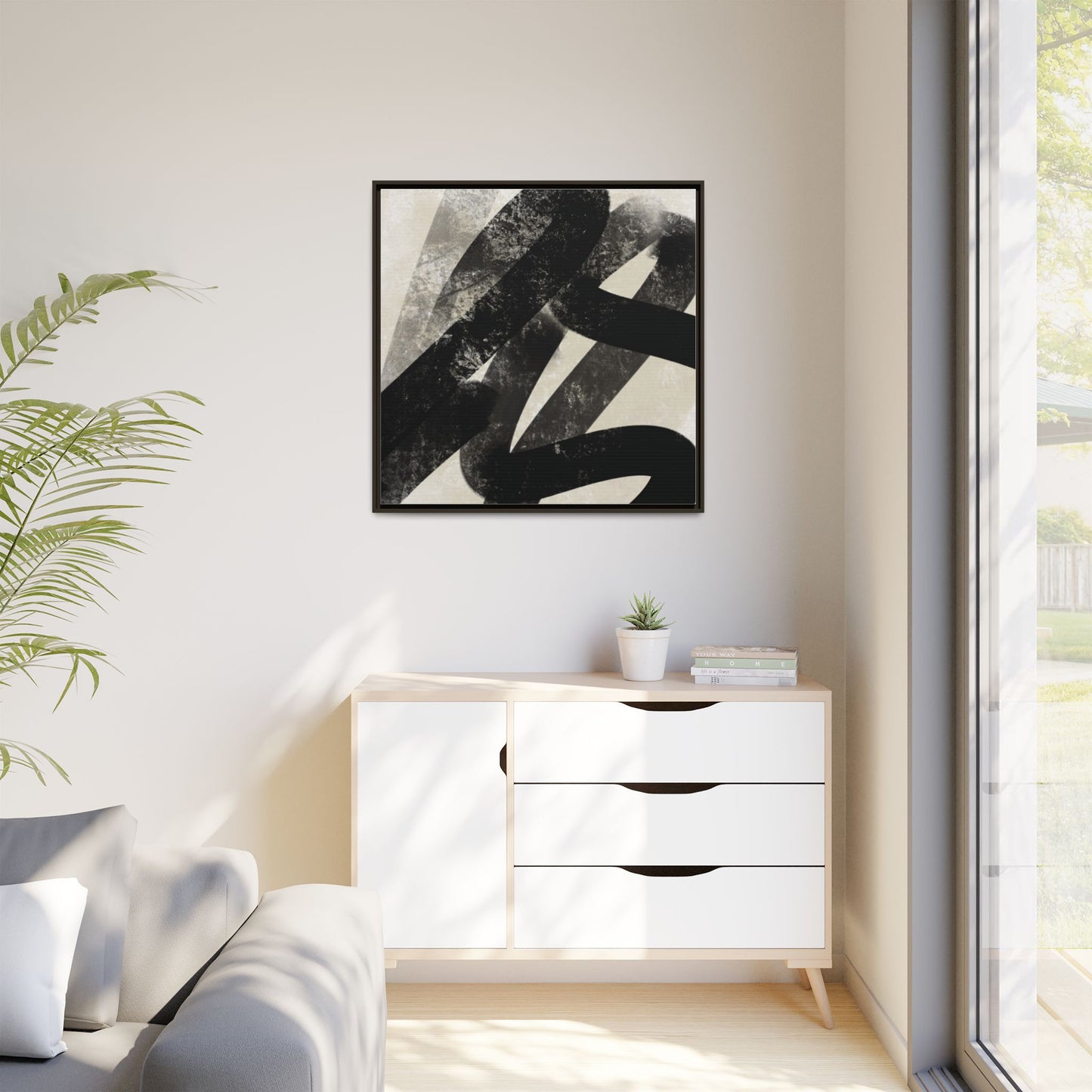 Modern Abstract Framed Canvas Art - Multi-Color Decorative Wall Decor