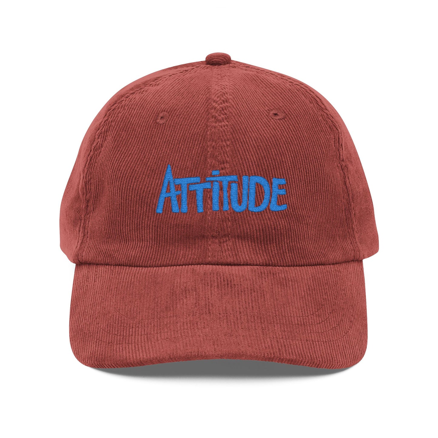 Vintage Corduroy Cap with 'Attitude' Embroidery