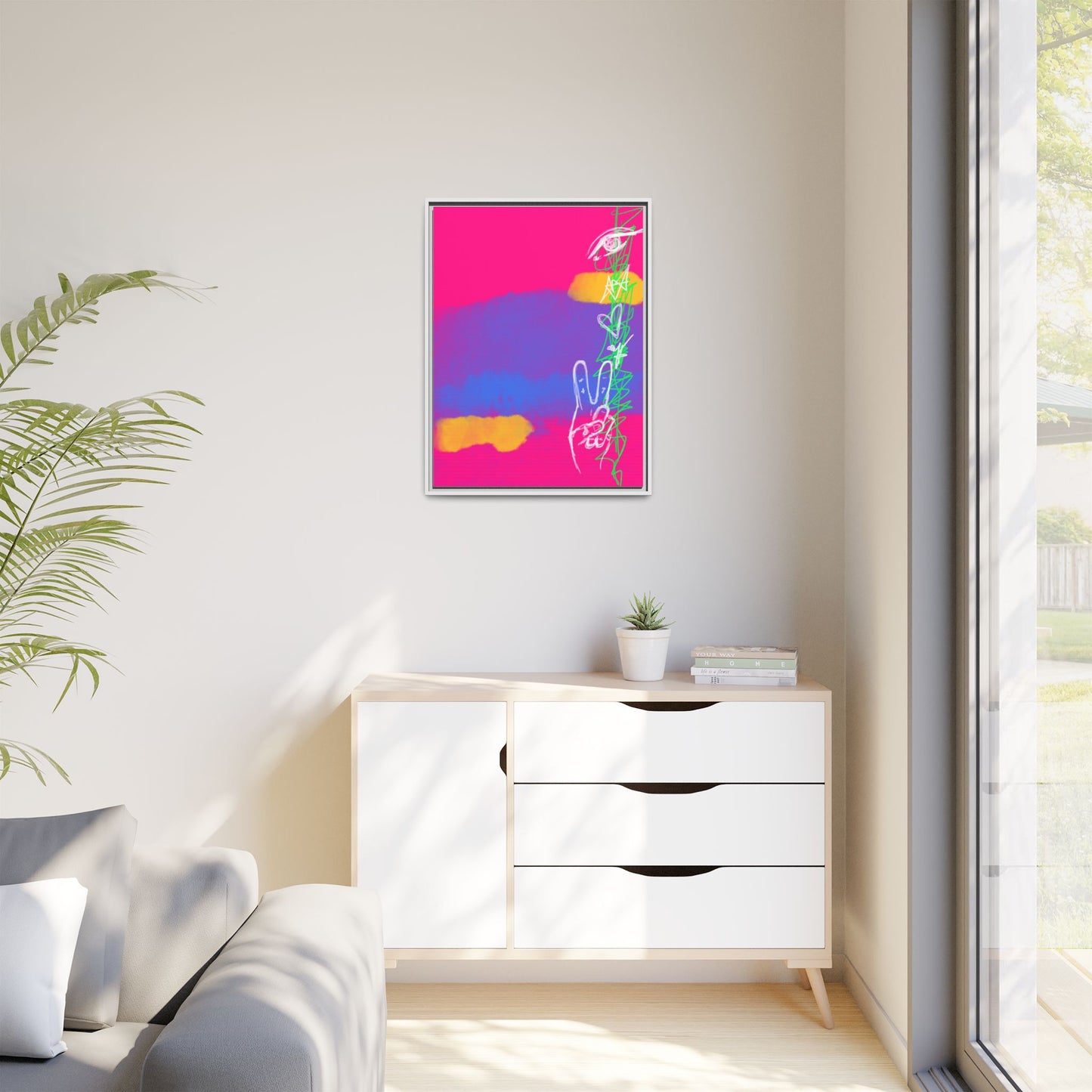 Colorful Peace Symbol Framed Canvas Art