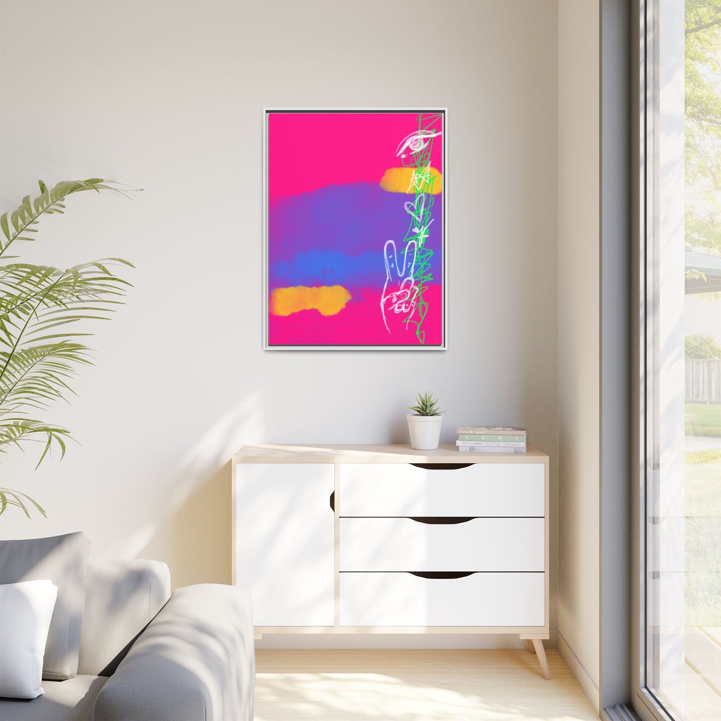 Colorful Peace Symbol Framed Canvas Art