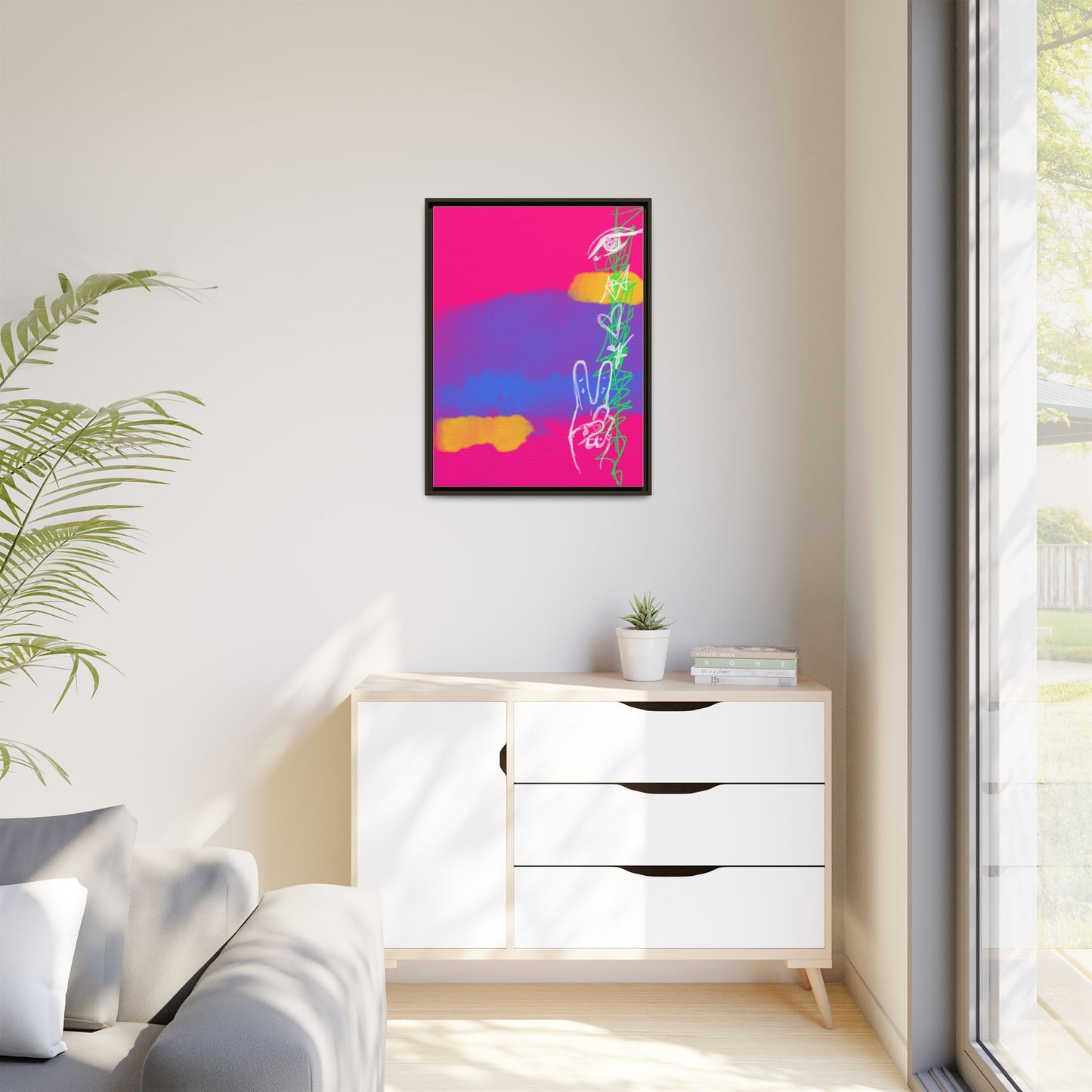 Colorful Peace Symbol Framed Canvas Art
