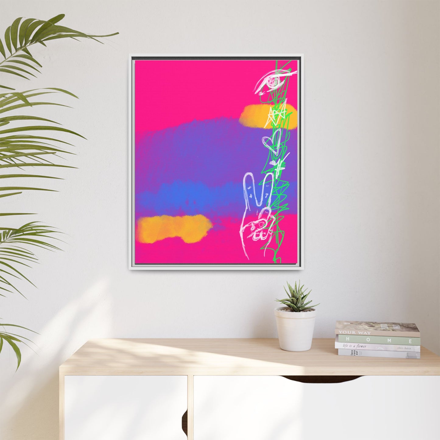 Colorful Peace Symbol Framed Canvas Art