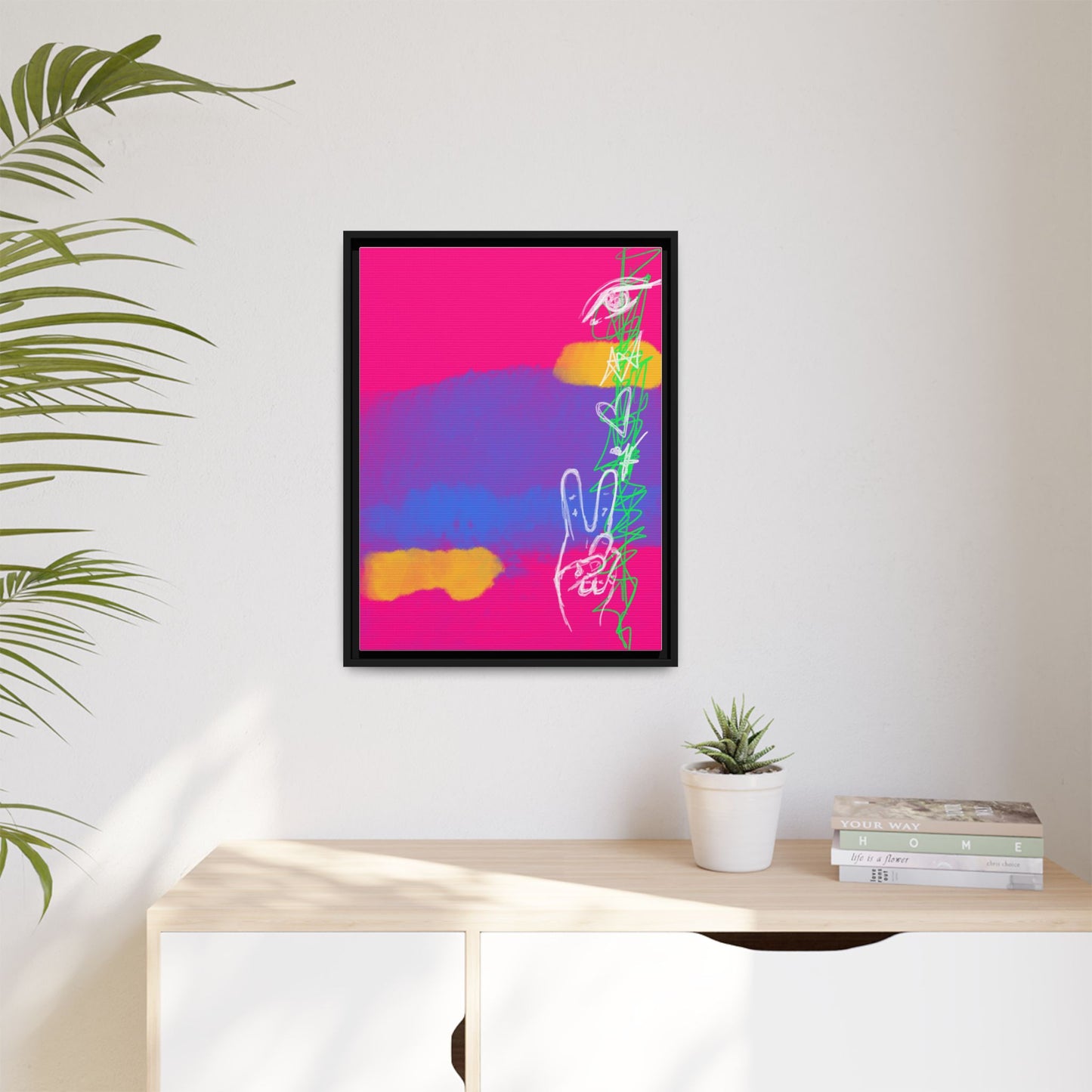 Colorful Peace Symbol Framed Canvas Art