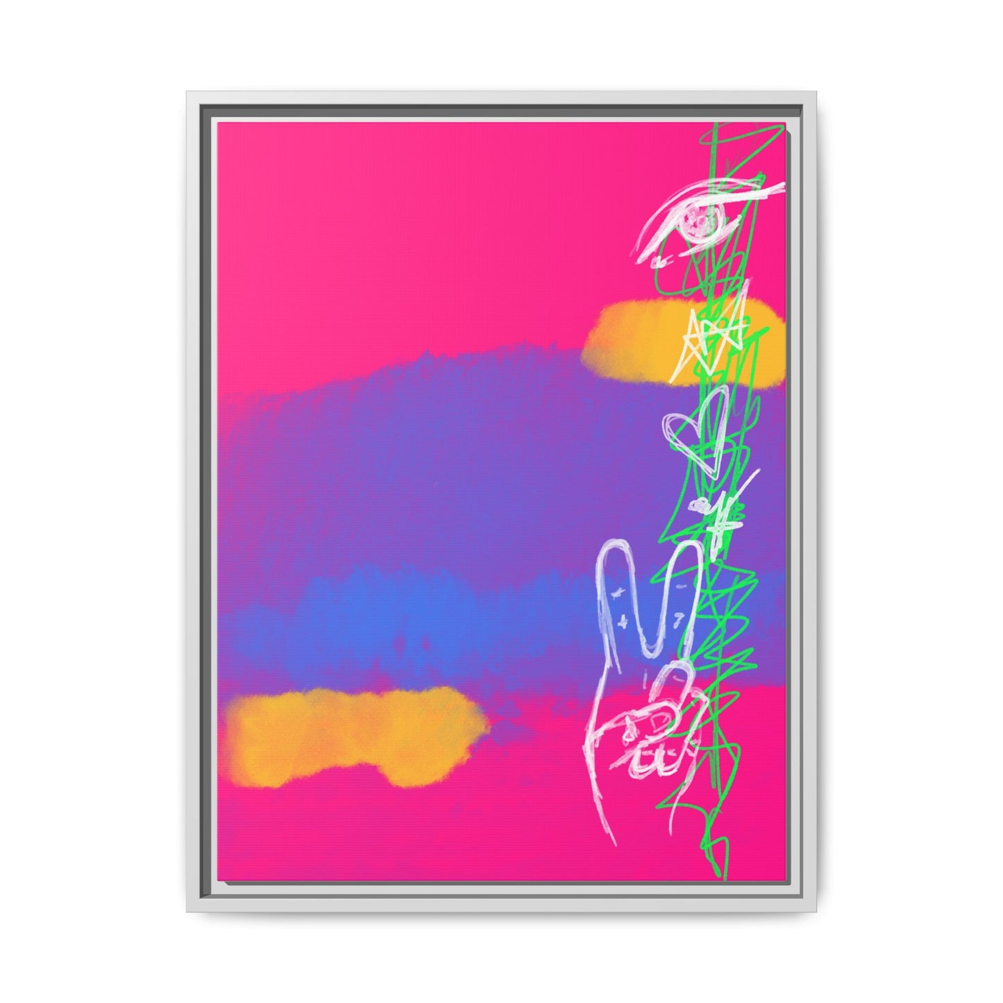 Colorful Peace Symbol Framed Canvas Art