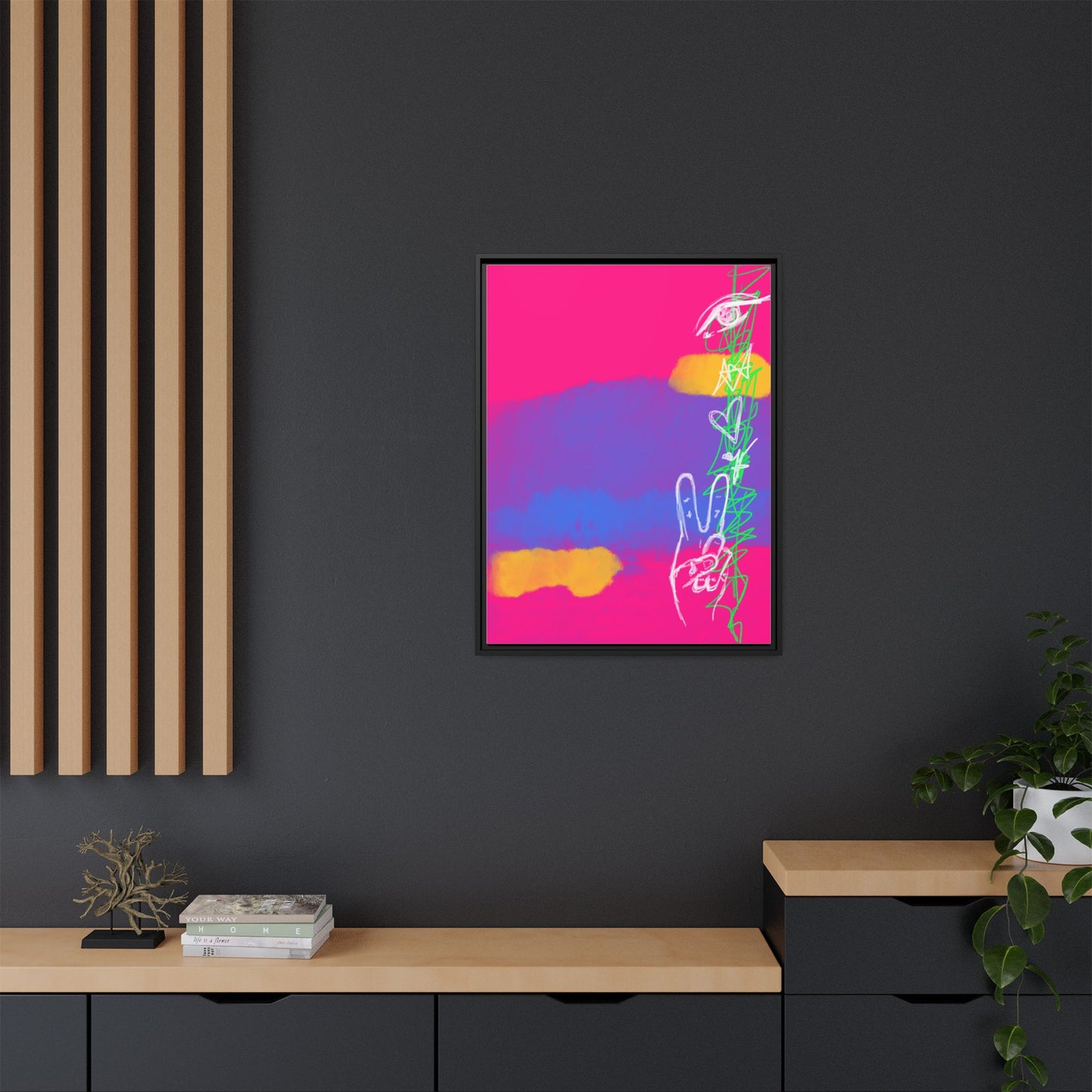 Colorful Peace Symbol Framed Canvas Art