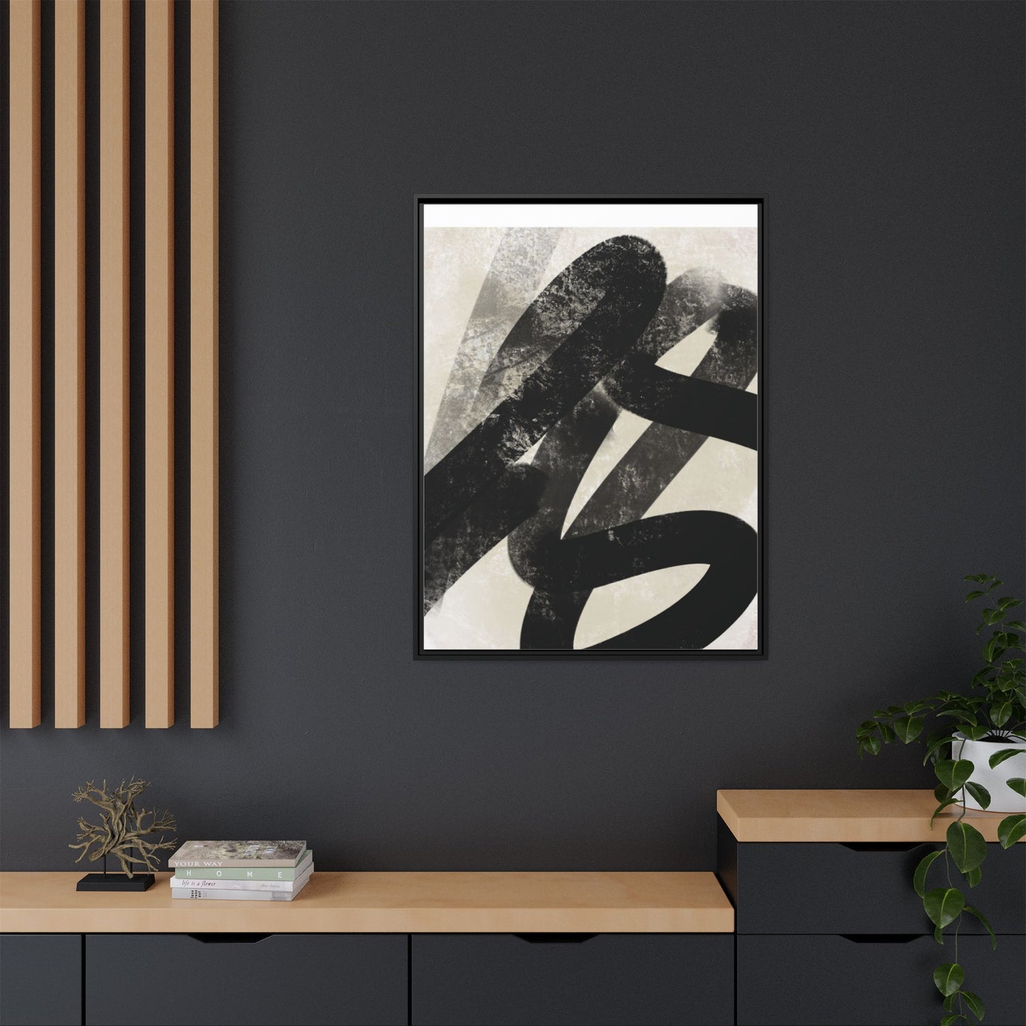 Modern Abstract Framed Canvas Art - Multi-Color Decorative Wall Decor