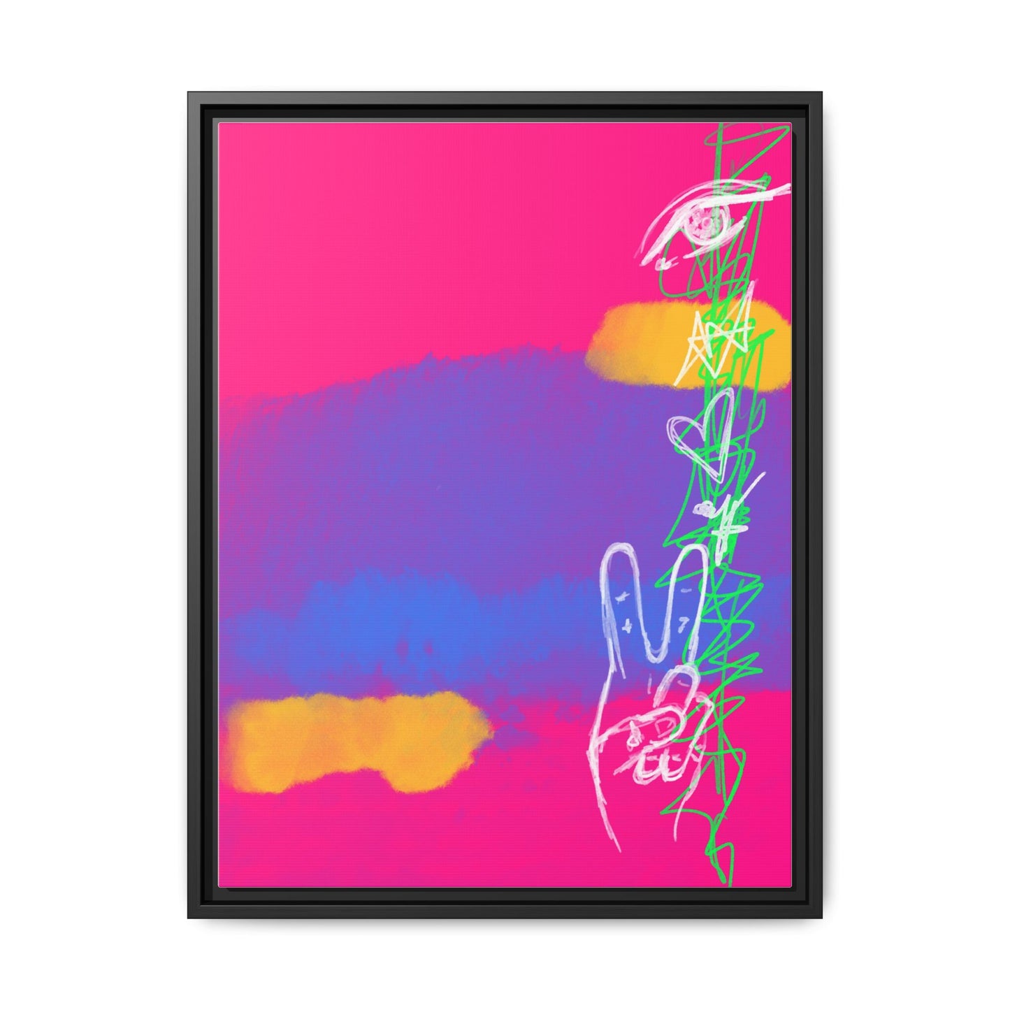 Colorful Peace Symbol Framed Canvas Art