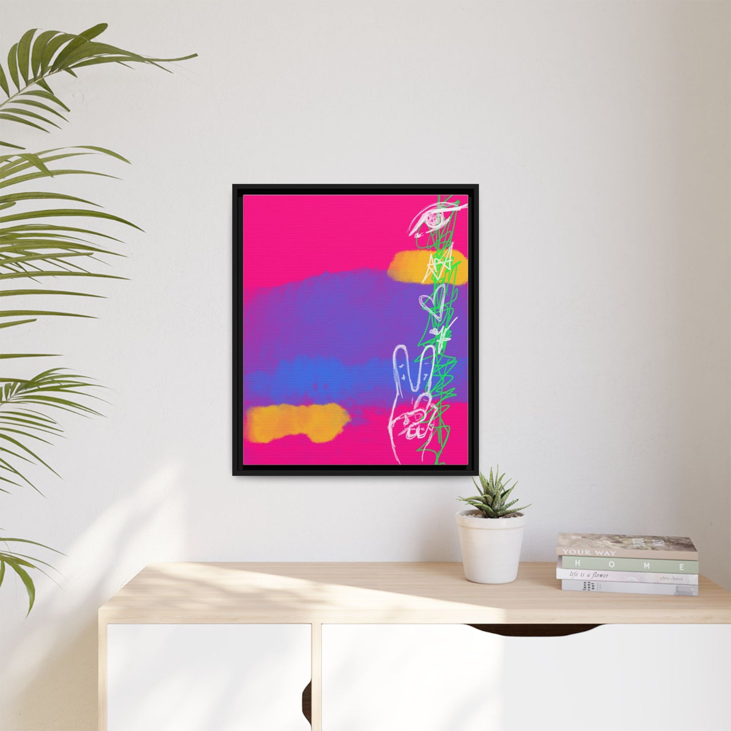 Colorful Peace Symbol Framed Canvas Art