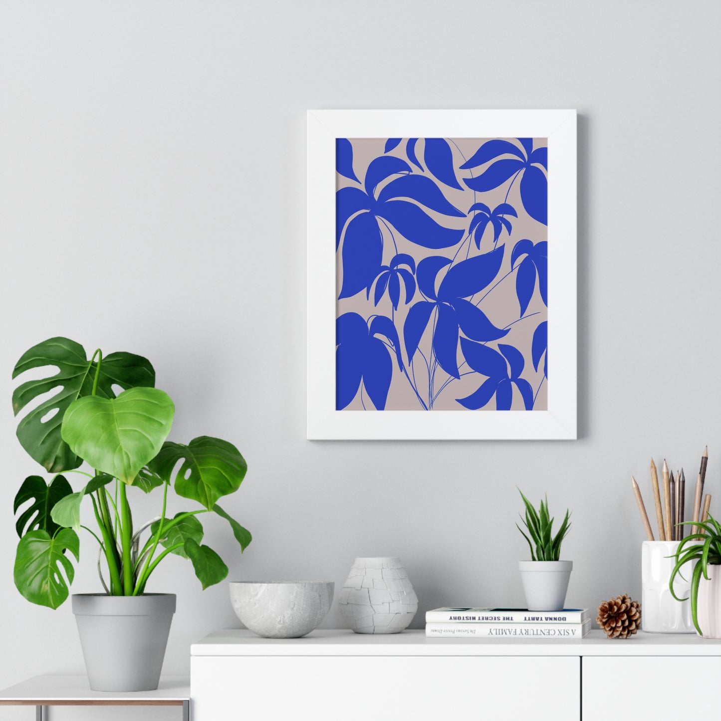 Blue Leaf Botanical Framed Poster
