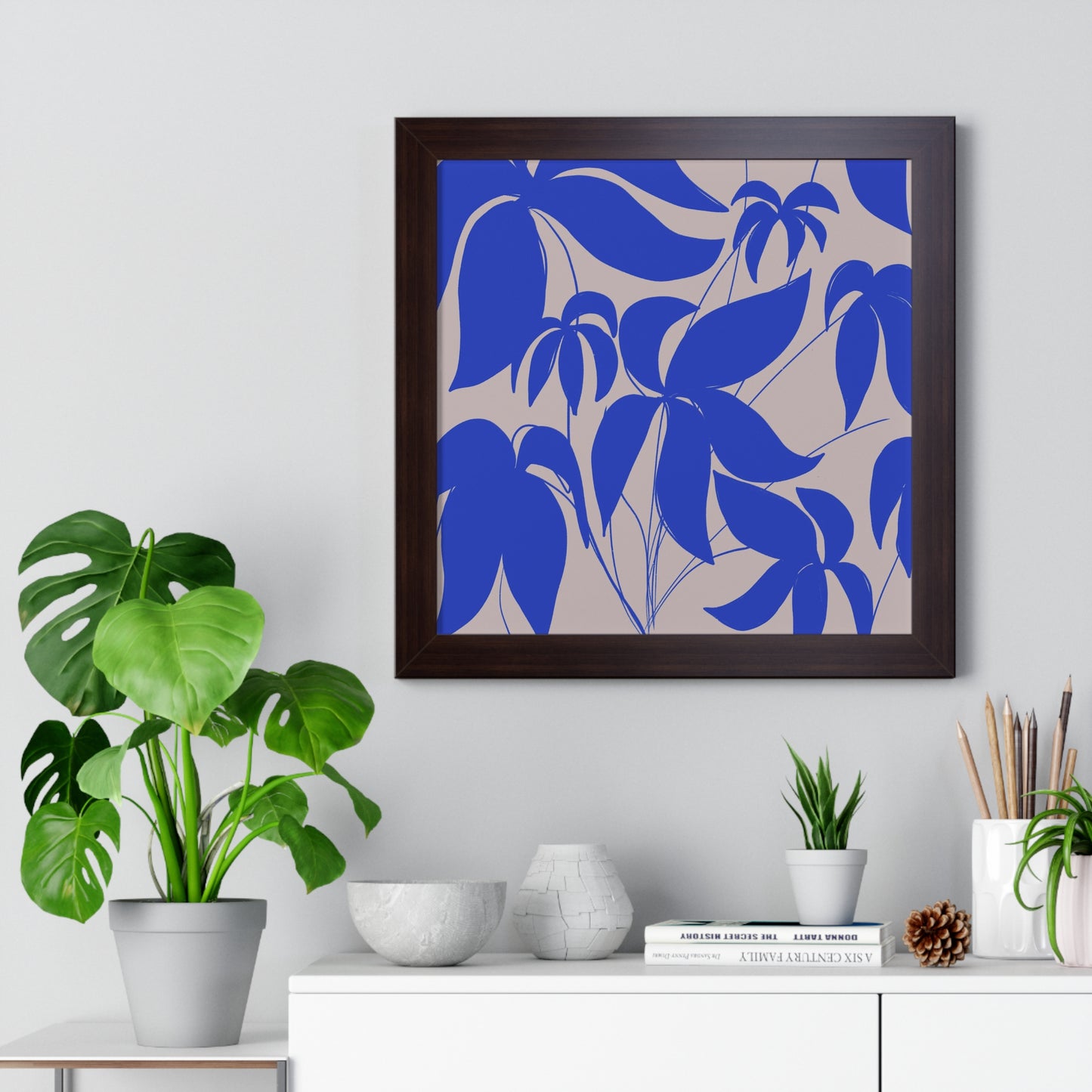 Blue Leaf Botanical Framed Poster