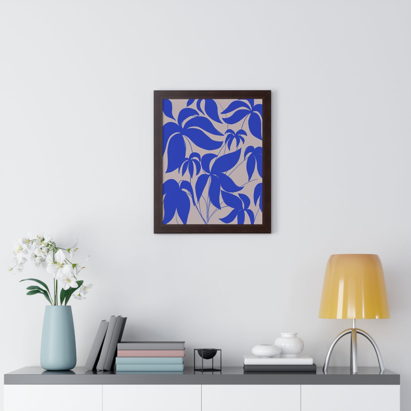 Blue Leaf Botanical Framed Poster