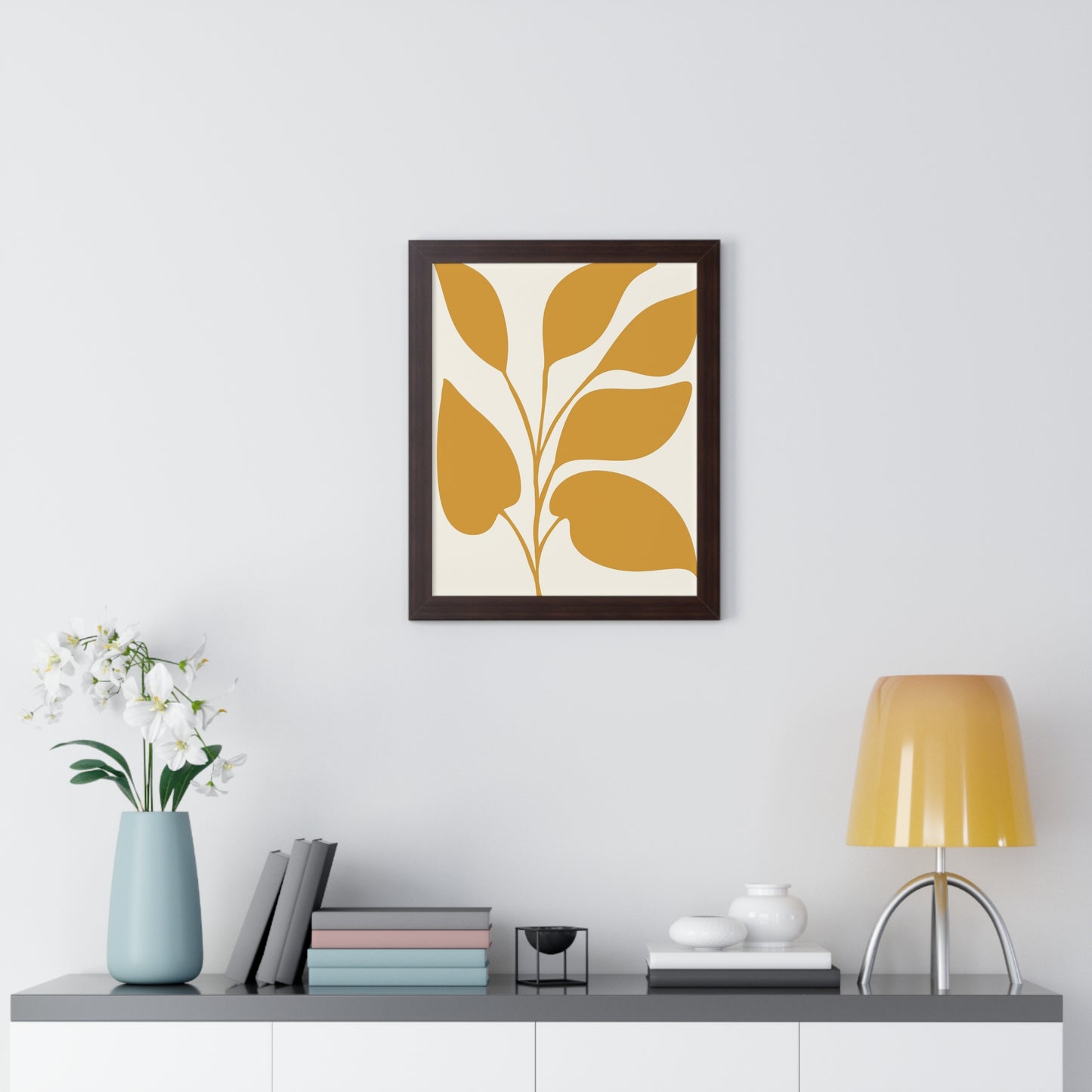 Modern Abstract Botanical Framed Vertical Poster