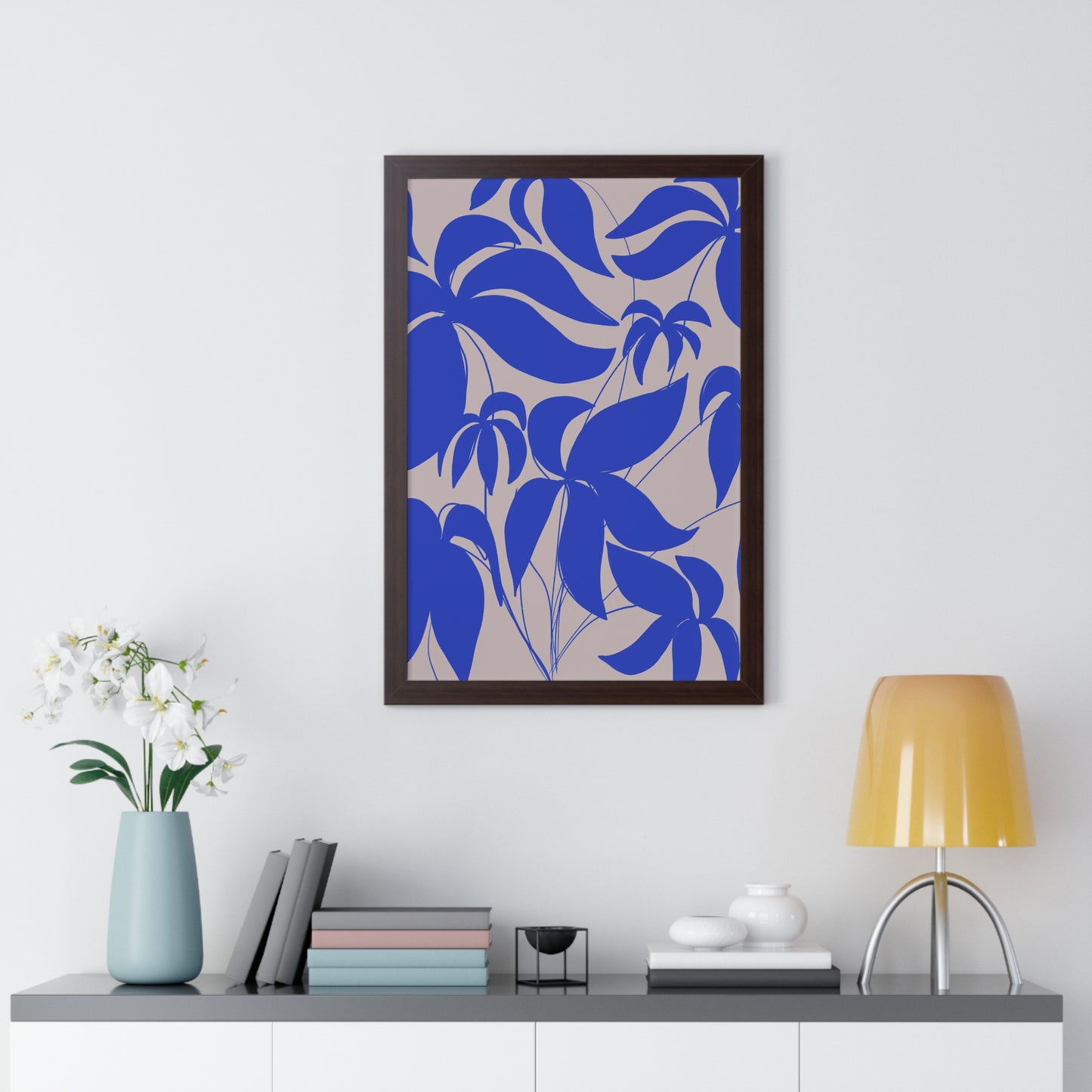 Blue Leaf Botanical Framed Poster